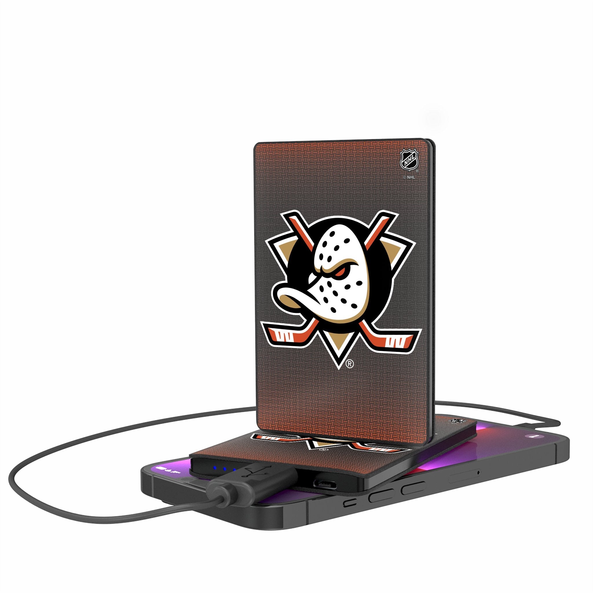 Anaheim Ducks Linen 2500mAh Credit Card Powerbank - Sports Gifts, Sports Memorabilia, Sports Collectibles, Fan Shop