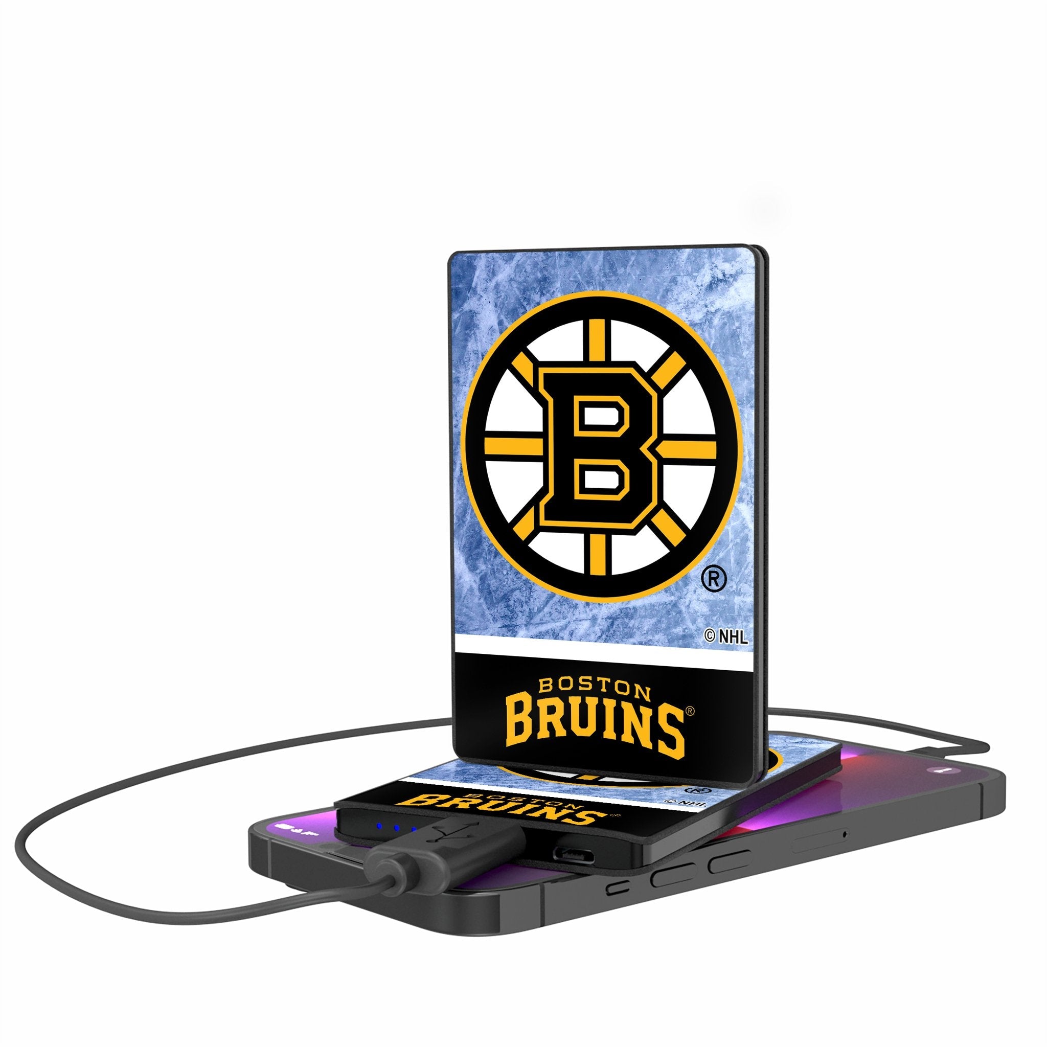 Boston Bruins Ice Wordmark 2500mAh Credit Card Powerbank - Sports Gifts, Sports Memorabilia, Sports Collectibles, Fan Shop
