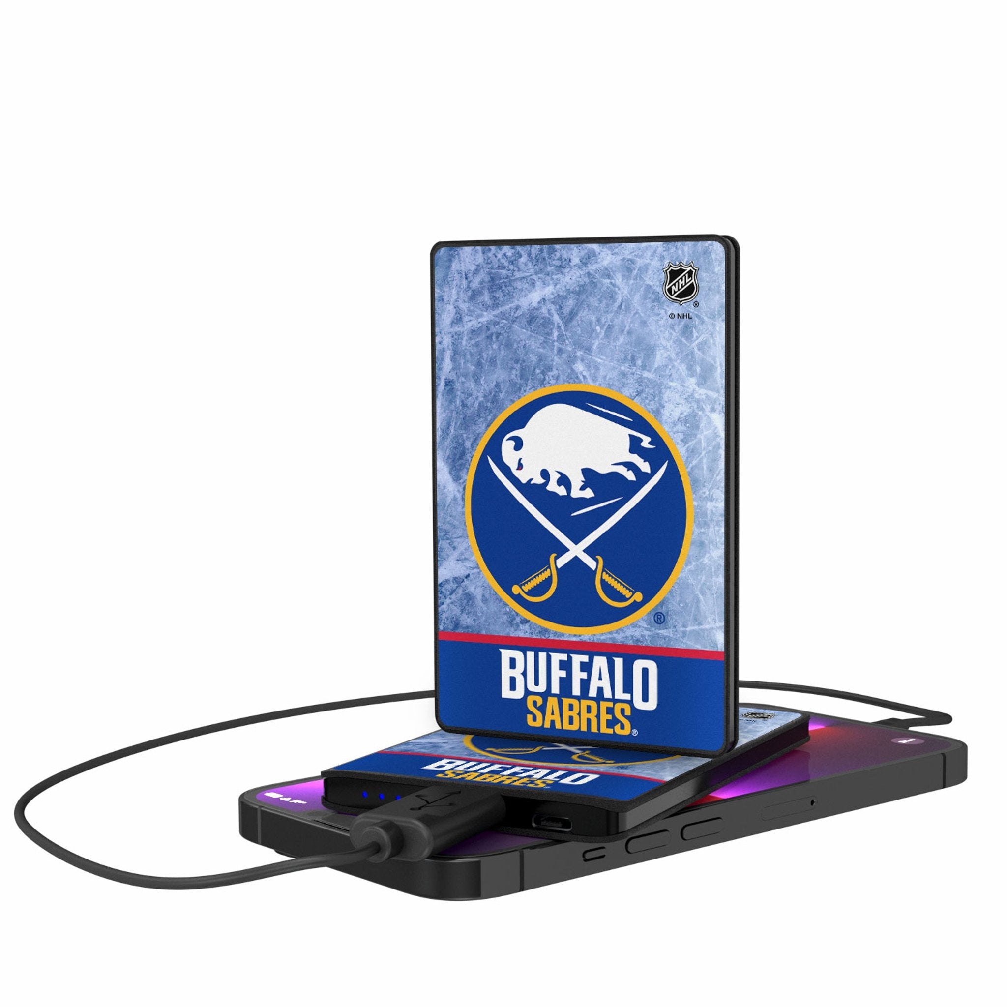 Buffalo Sabres Ice Wordmark 2500mAh Credit Card Powerbank - Sports Gifts, Sports Memorabilia, Sports Collectibles, Fan Shop