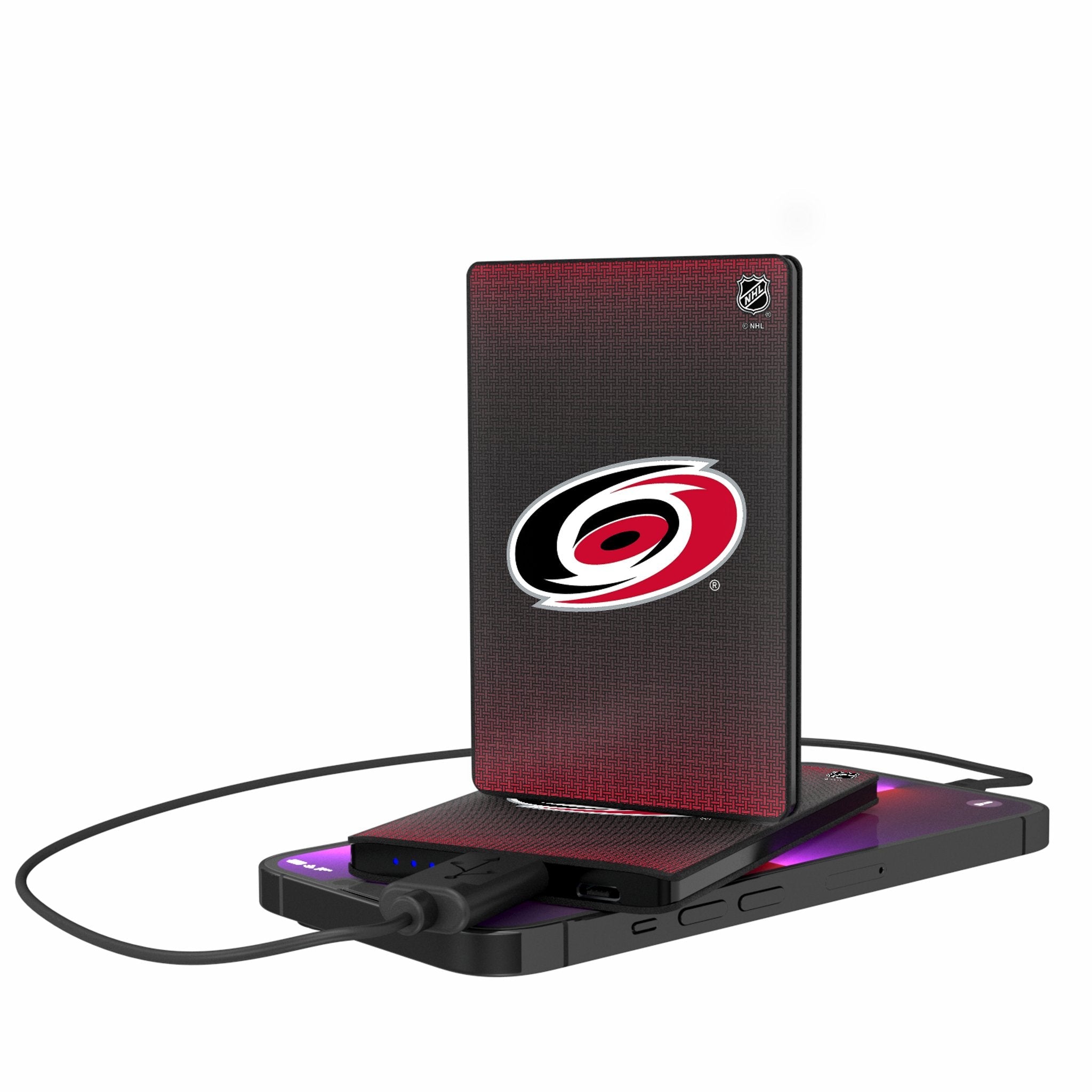 Carolina Hurricanes Linen 2500mAh Credit Card Powerbank - Sports Gifts, Sports Memorabilia, Sports Collectibles, Fan Shop