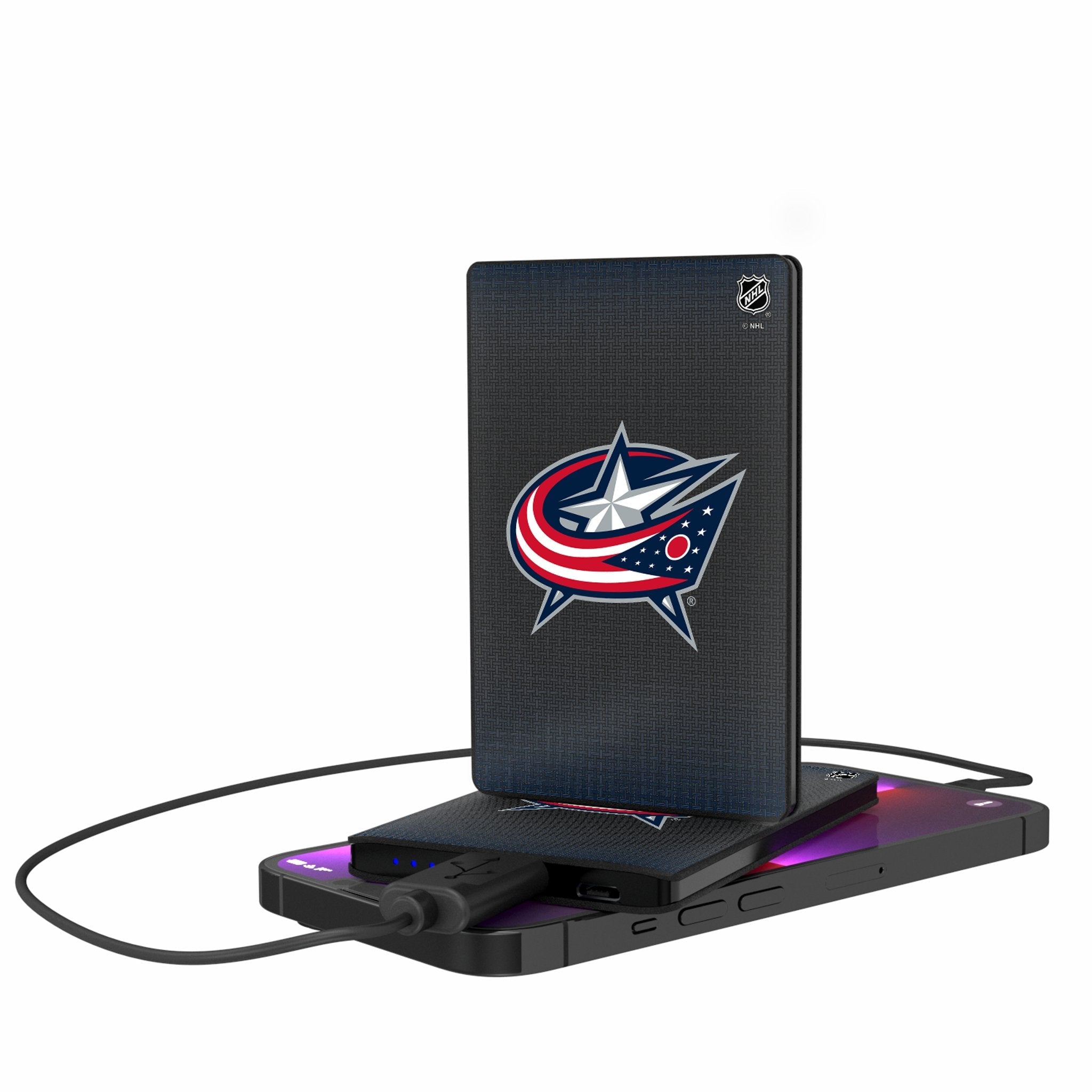 Columbus Blue Jackets Linen 2500mAh Credit Card Powerbank - Sports Gifts, Sports Memorabilia, Sports Collectibles, Fan Shop