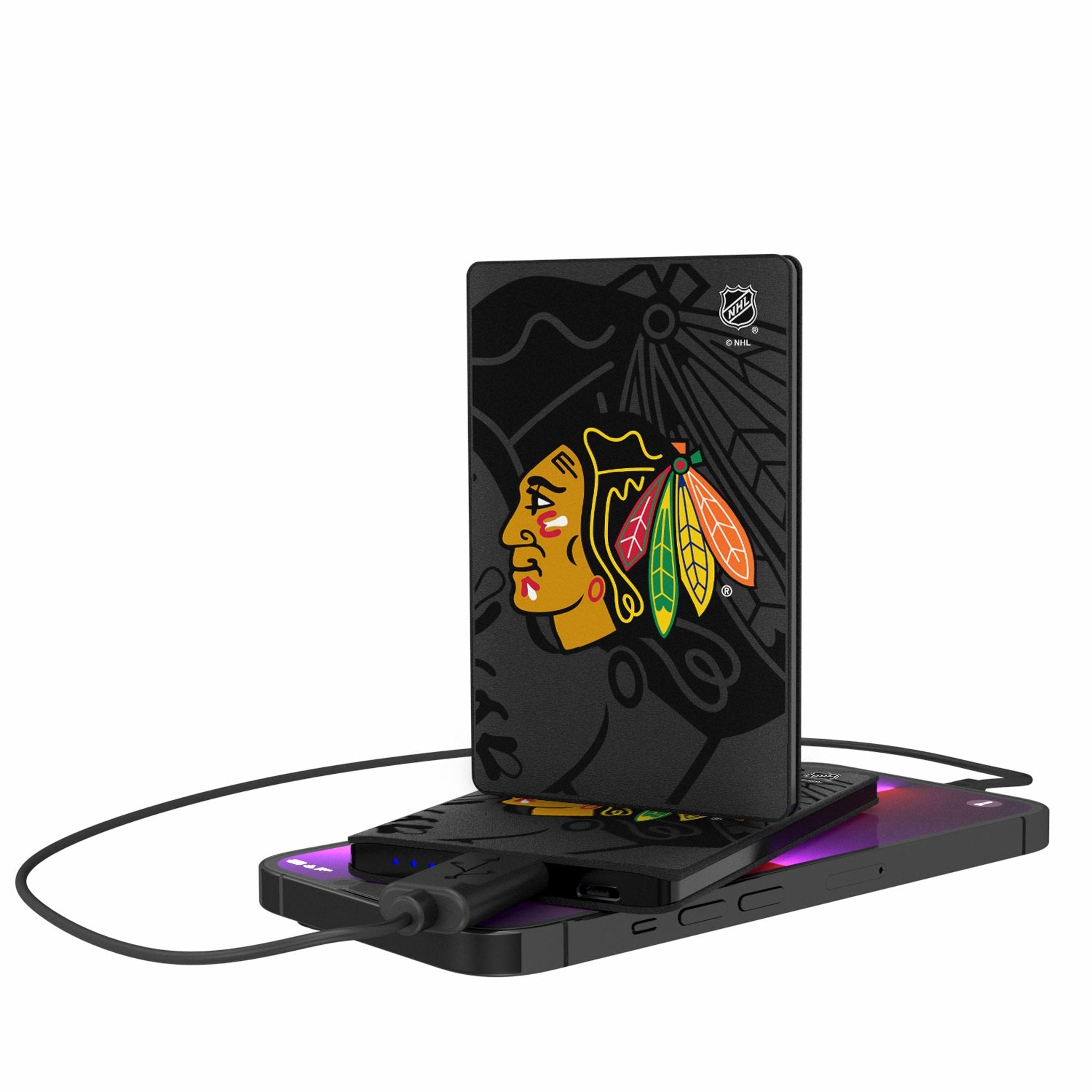 Chicago Blackhawks Monocolor Tilt 2500mAh Credit Card Powerbank - Sports Gifts, Sports Memorabilia, Sports Collectibles, Fan Shop