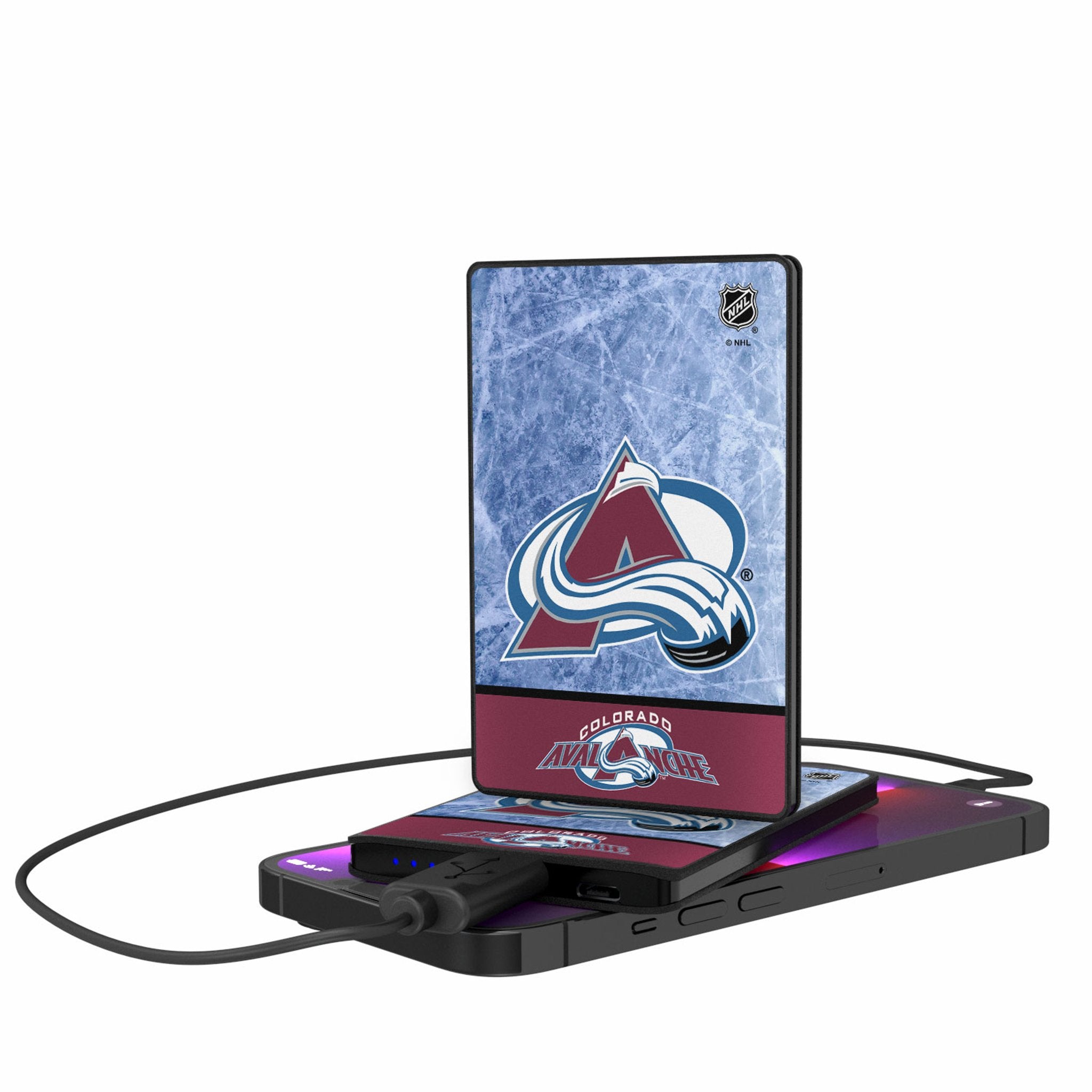 Colorado Avalanche Ice Wordmark 2500mAh Credit Card Powerbank - Sports Gifts, Sports Memorabilia, Sports Collectibles, Fan Shop