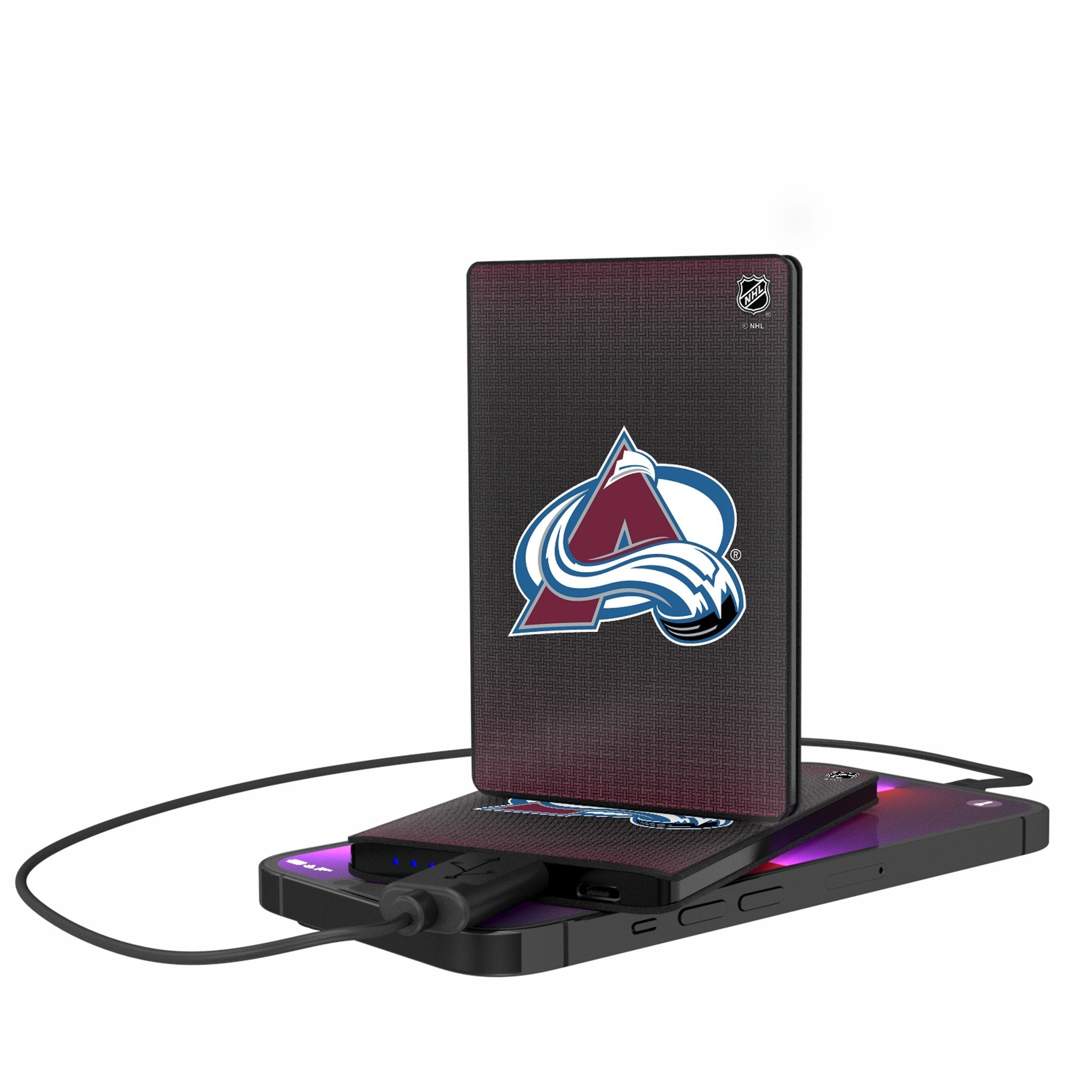 Colorado Avalanche Linen 2500mAh Credit Card Powerbank - Sports Gifts, Sports Memorabilia, Sports Collectibles, Fan Shop