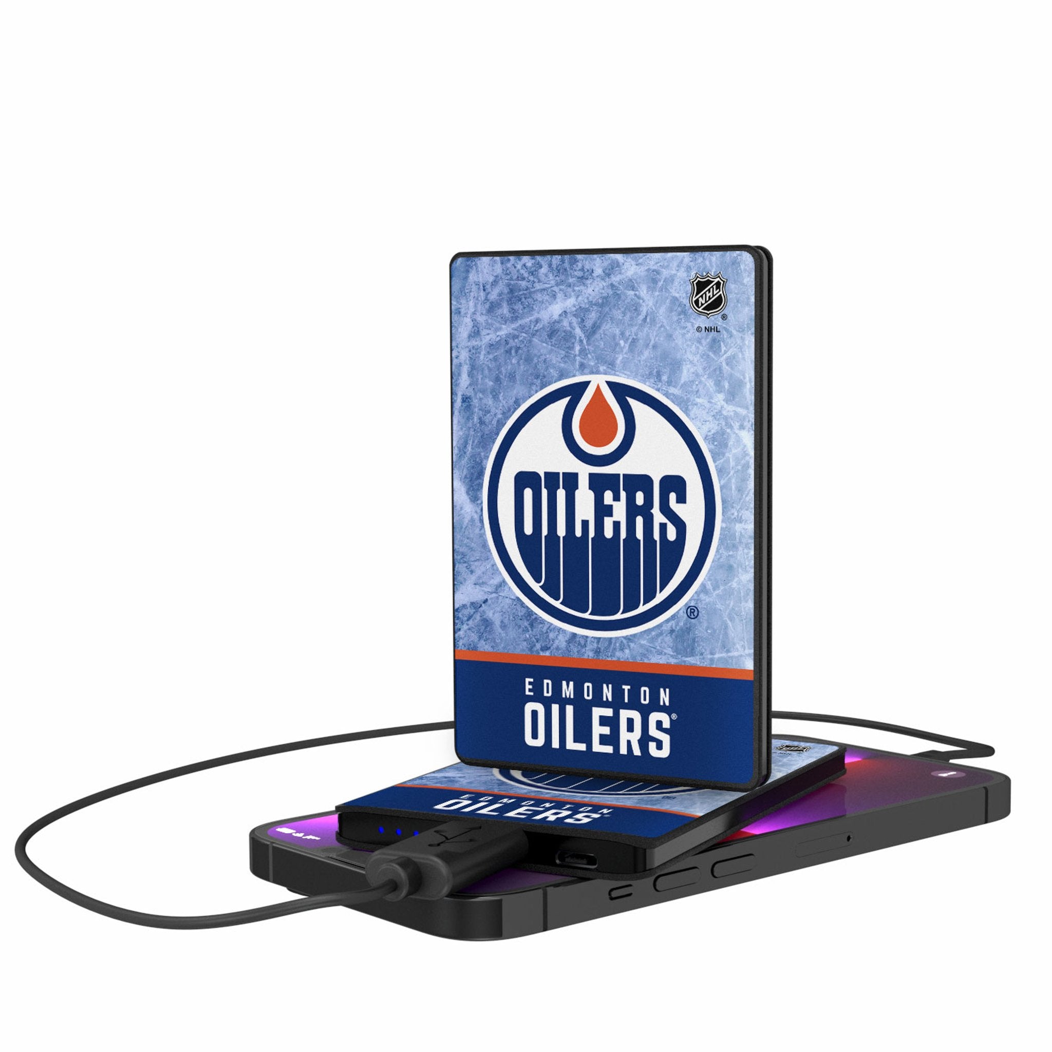 Edmonton Oilers Ice Wordmark 2500mAh Credit Card Powerbank - Sports Gifts, Sports Memorabilia, Sports Collectibles, Fan Shop