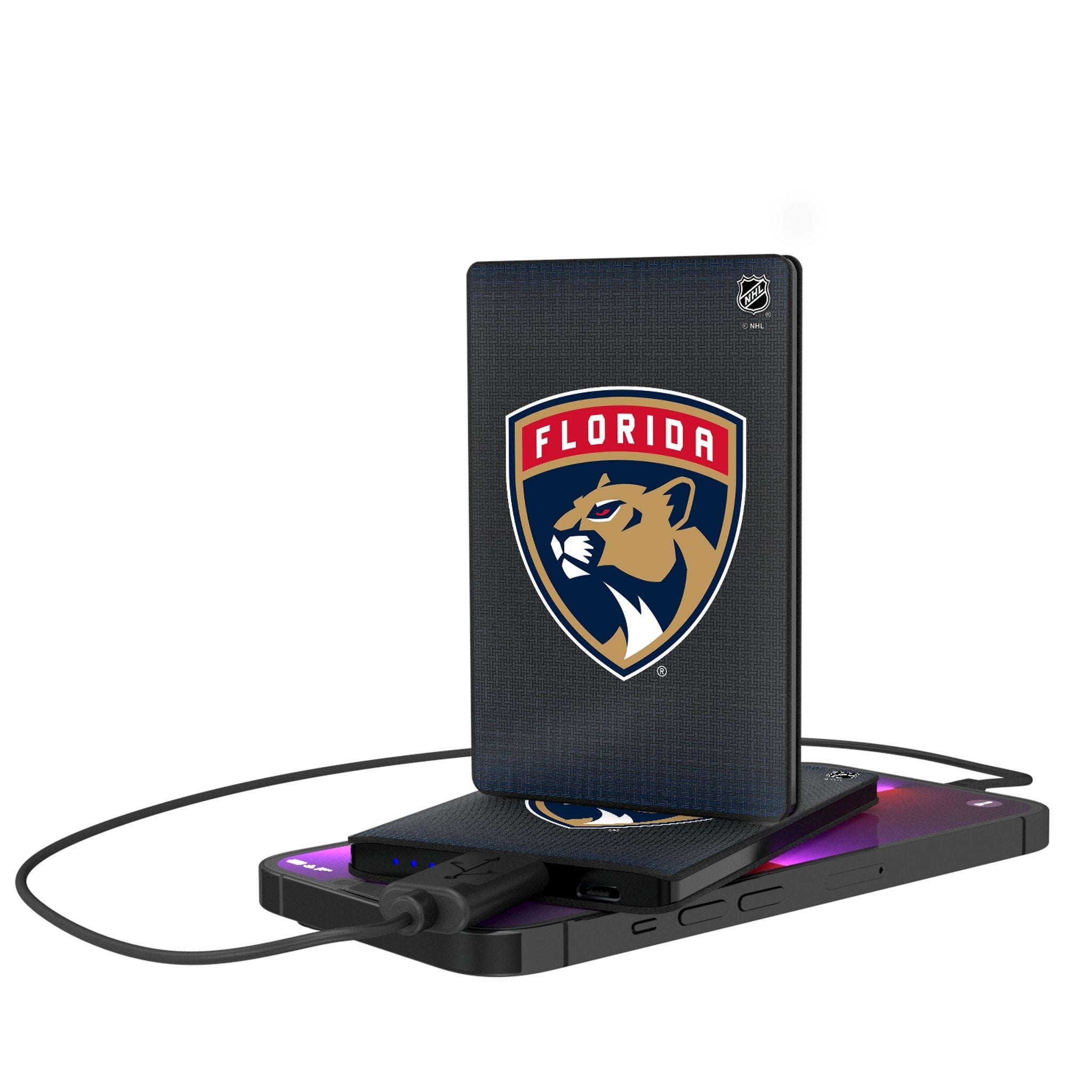 Florida Panthers Linen 2500mAh Credit Card Powerbank - Sports Gifts, Sports Memorabilia, Sports Collectibles, Fan Shop