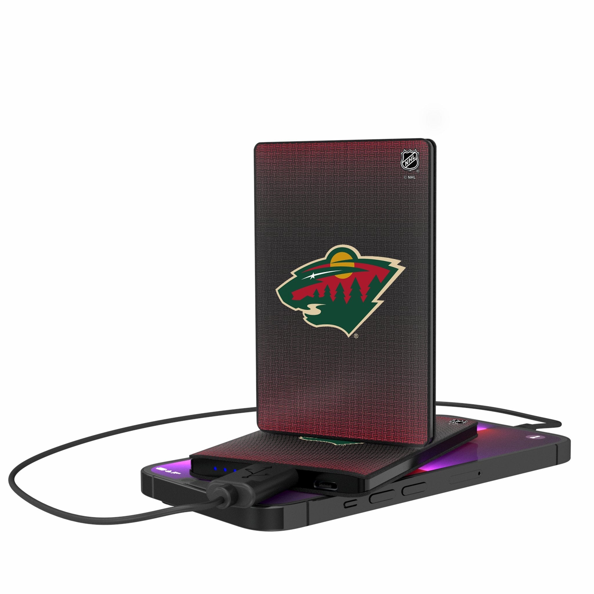Minnesota Wild Linen 2500mAh Credit Card Powerbank - Sports Gifts, Sports Memorabilia, Sports Collectibles, Fan Shop