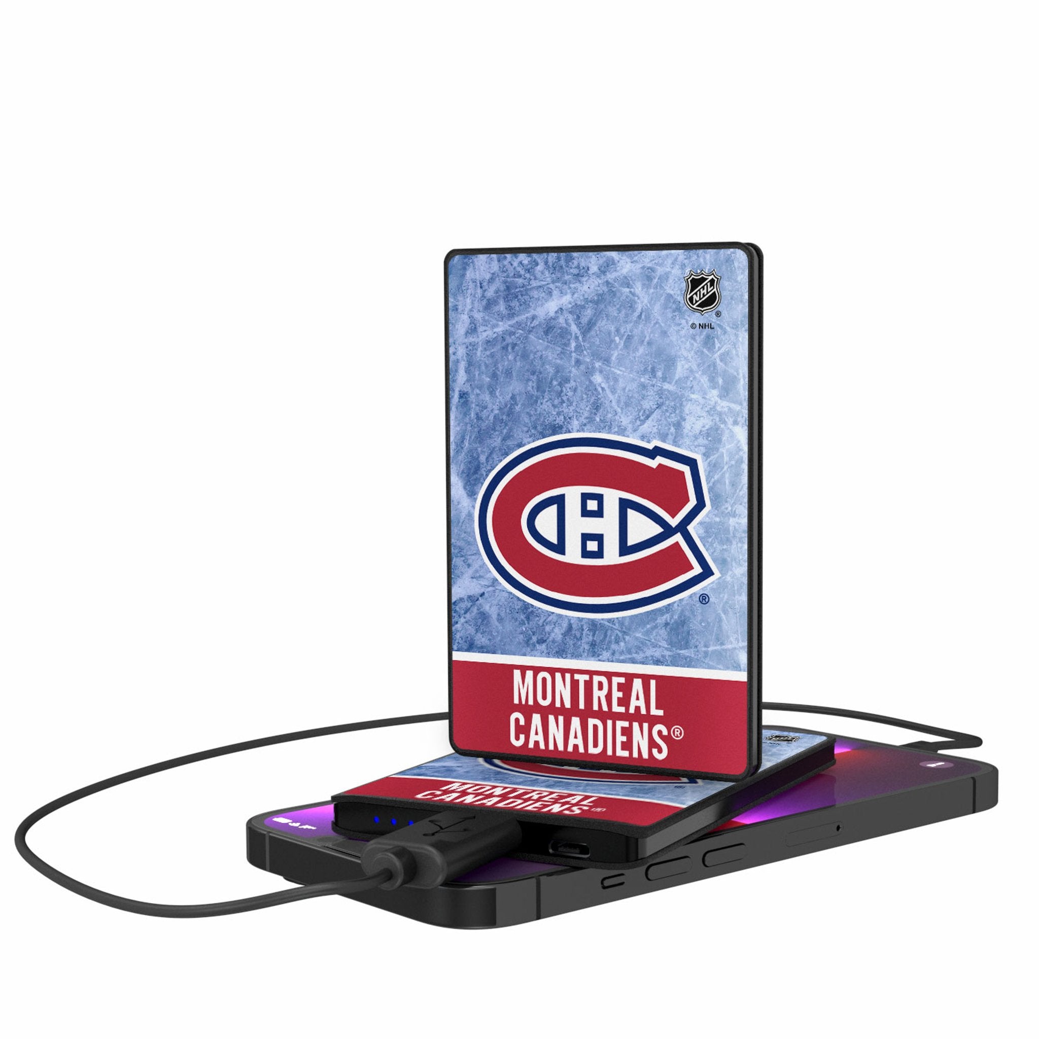 Montreal Canadiens Ice Wordmark 2500mAh Credit Card Powerbank - Sports Gifts, Sports Memorabilia, Sports Collectibles, Fan Shop