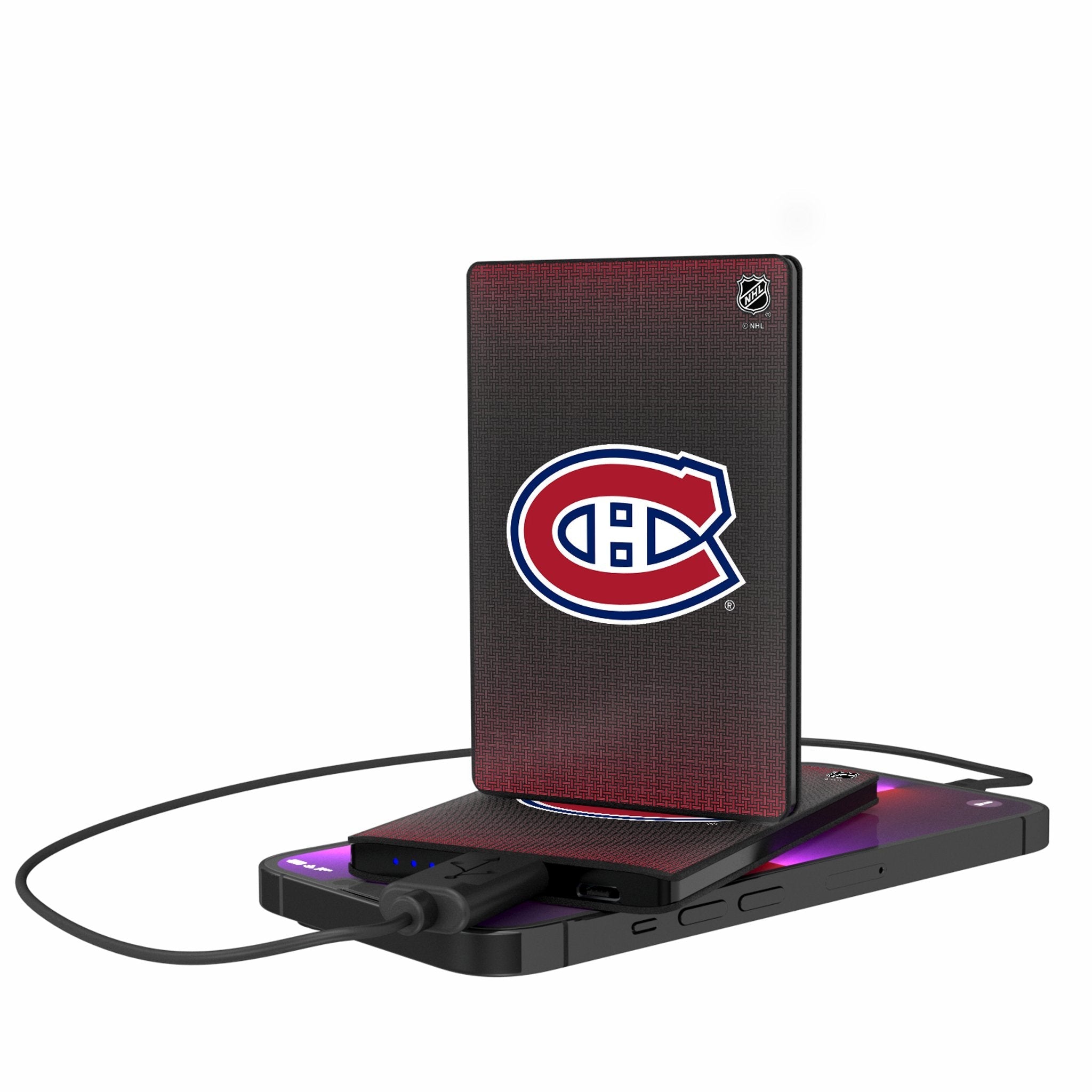 Montreal Canadiens Linen 2500mAh Credit Card Powerbank - Sports Gifts, Sports Memorabilia, Sports Collectibles, Fan Shop