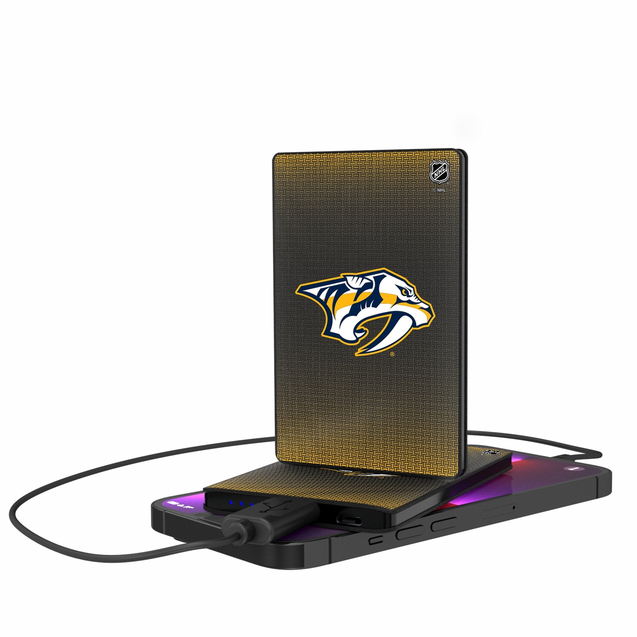 Nashville Predators Linen 2500mAh Credit Card Powerbank - Sports Gifts, Sports Memorabilia, Sports Collectibles, Fan Shop