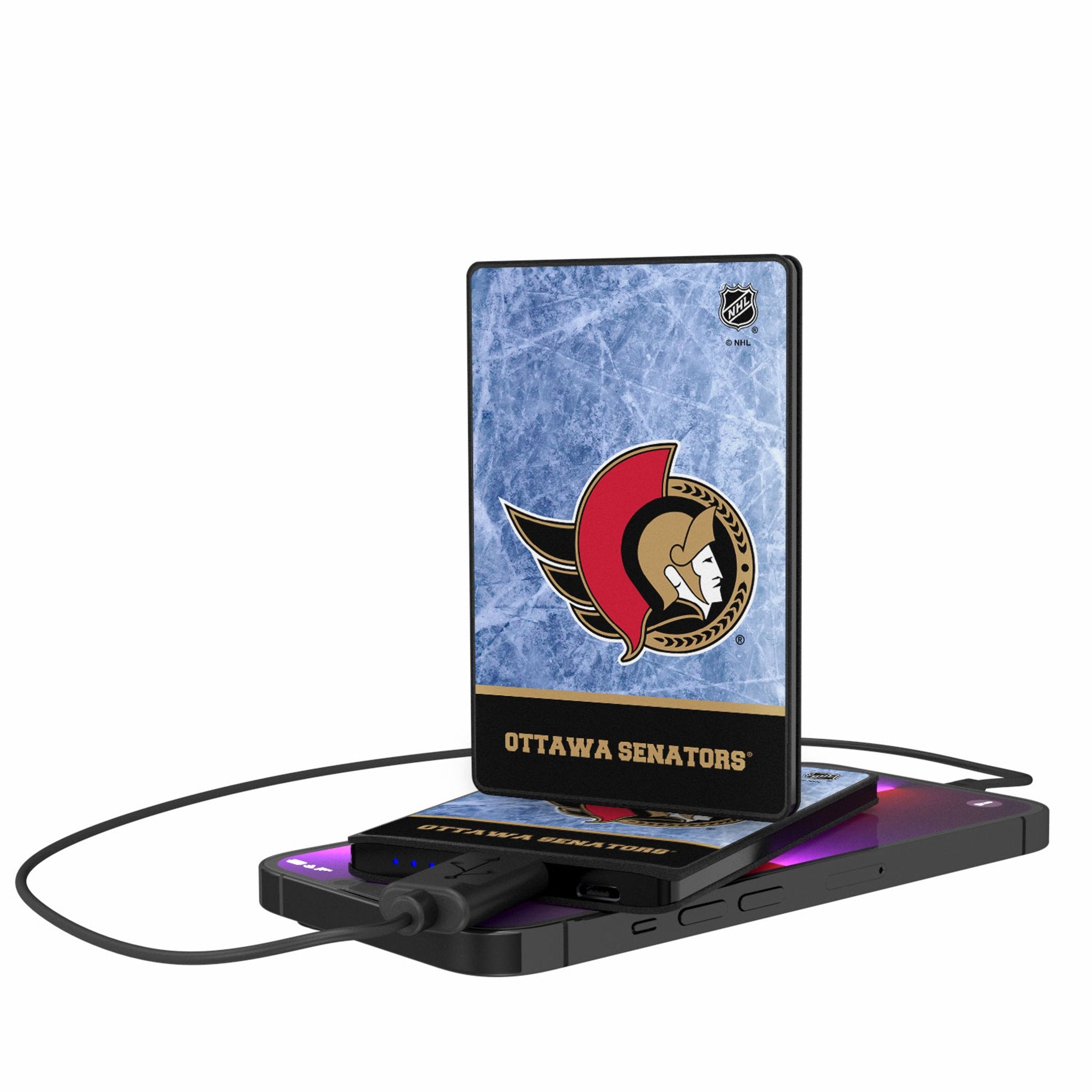 Ottawa Senators Ice Wordmark 2500mAh Credit Card Powerbank - Sports Gifts, Sports Memorabilia, Sports Collectibles, Fan Shop