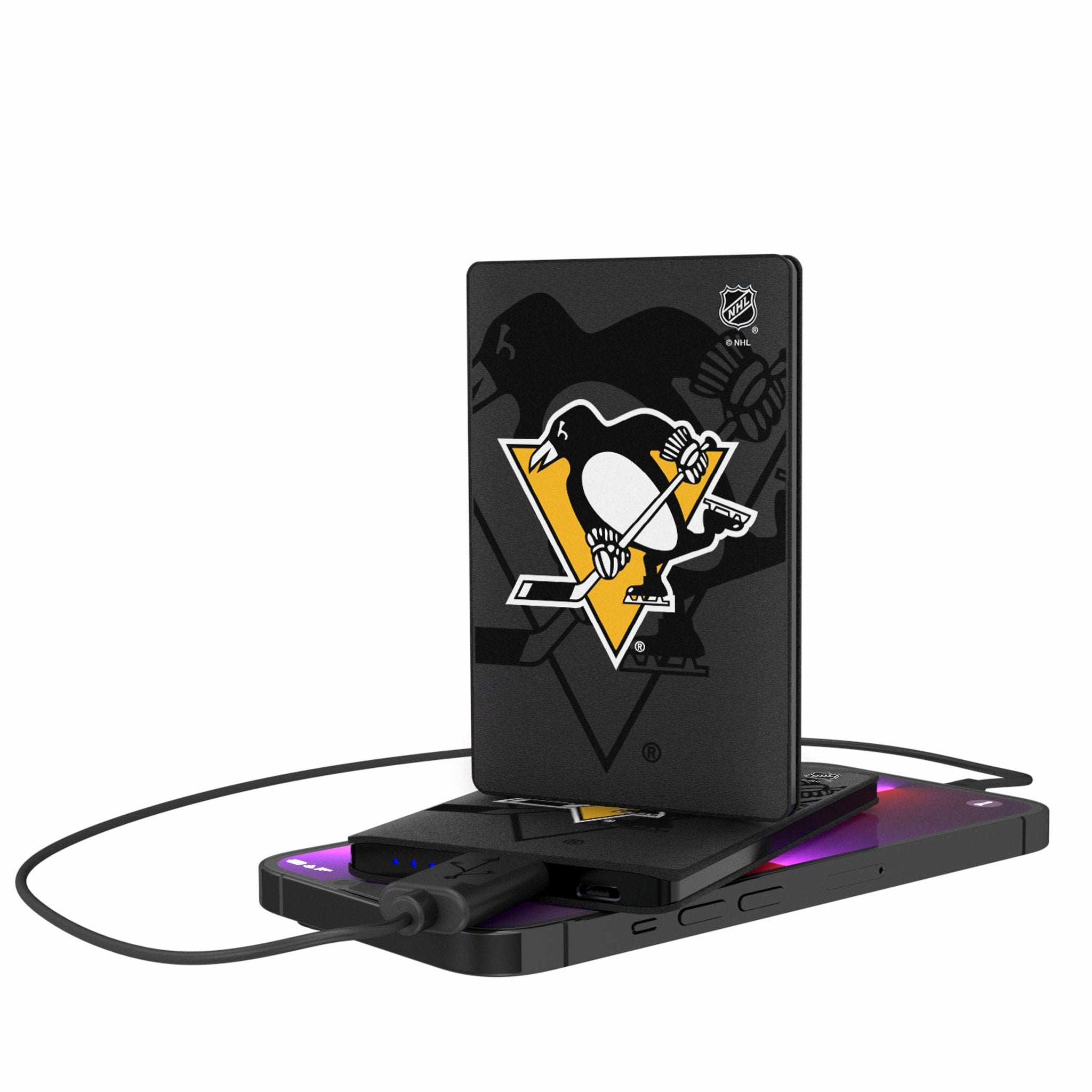 Pittsburgh Penguins Monocolor Tilt 2500mAh Credit Card Powerbank - Sports Gifts, Sports Memorabilia, Sports Collectibles, Fan Shop