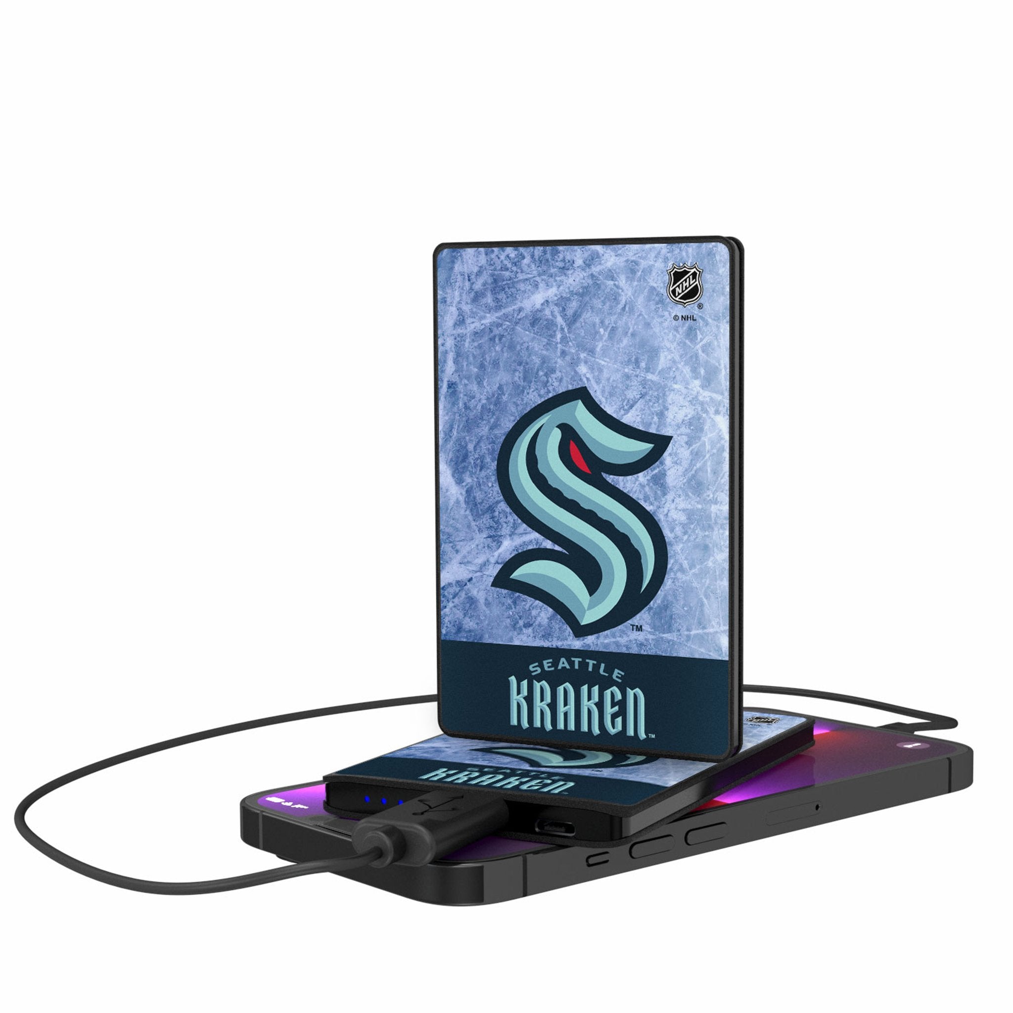 Seattle Kraken Ice Wordmark 2500mAh Credit Card Powerbank - Sports Gifts, Sports Memorabilia, Sports Collectibles, Fan Shop