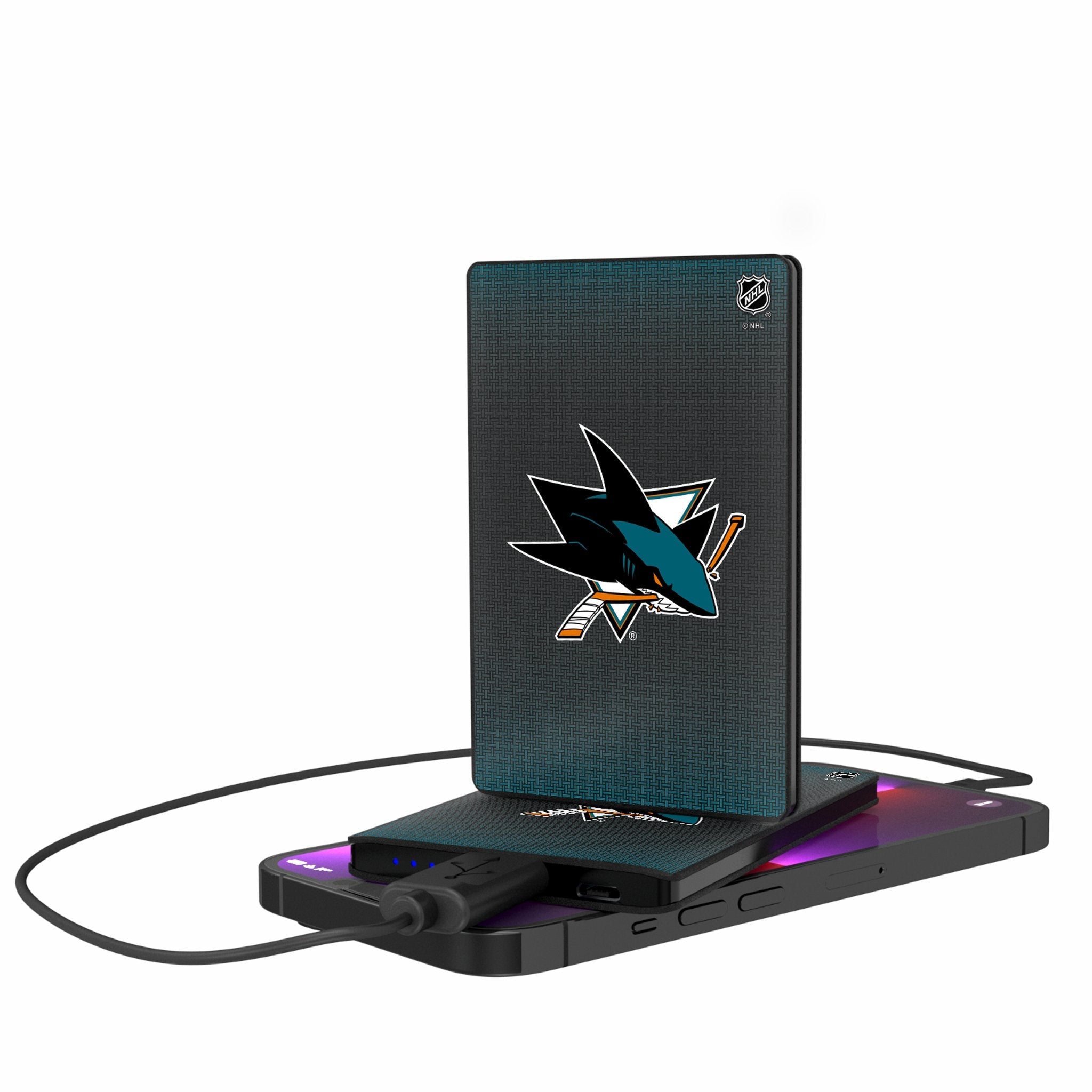 San Jose Sharks Linen 2500mAh Credit Card Powerbank - Sports Gifts, Sports Memorabilia, Sports Collectibles, Fan Shop