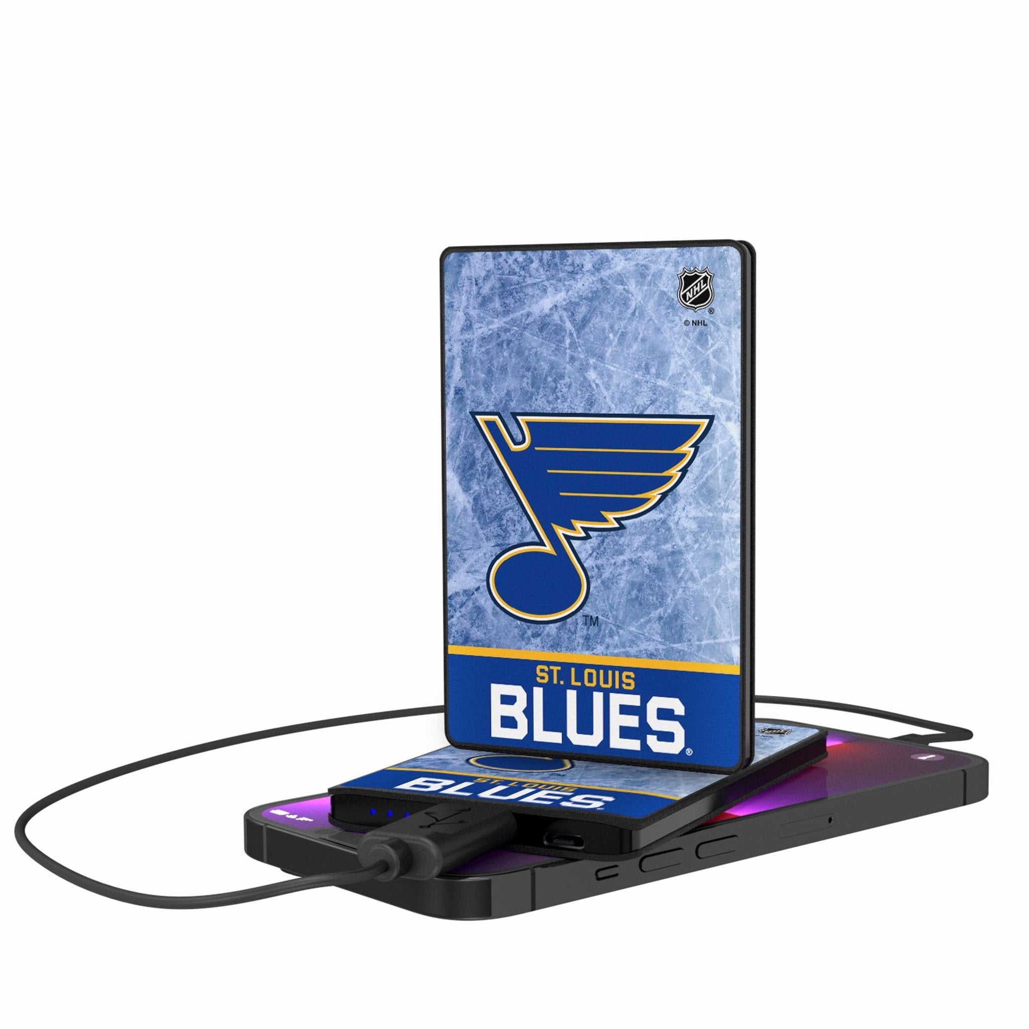 St. Louis Blues Ice Wordmark 2500mAh Credit Card Powerbank - Sports Gifts, Sports Memorabilia, Sports Collectibles, Fan Shop