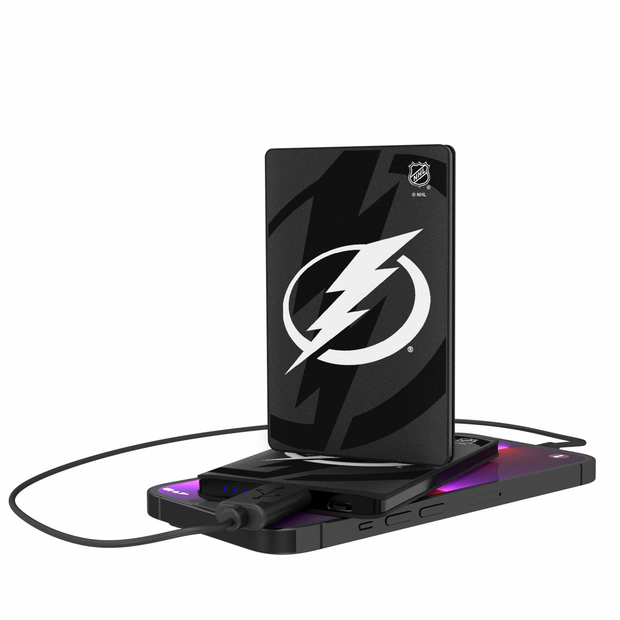 Tampa Bay Lightning Monocolor Tilt 2500mAh Credit Card Powerbank - Sports Gifts, Sports Memorabilia, Sports Collectibles, Fan Shop