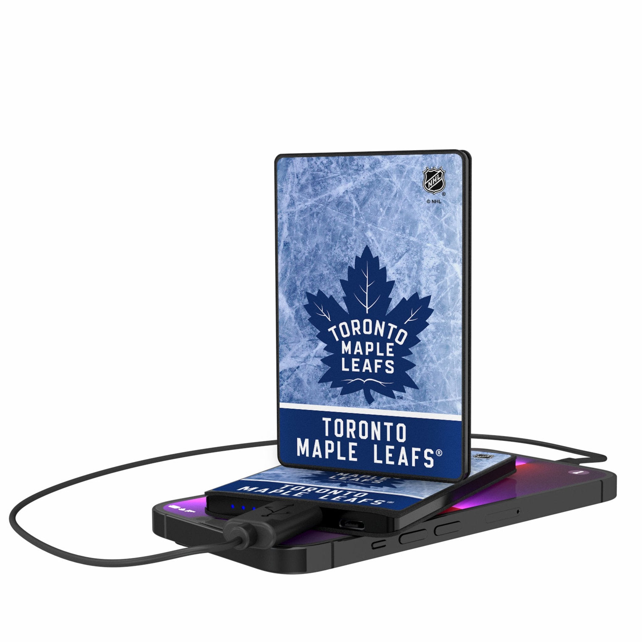 Toronto Maple Leafs Ice Wordmark 2500mAh Credit Card Powerbank - Sports Gifts, Sports Memorabilia, Sports Collectibles, Fan Shop