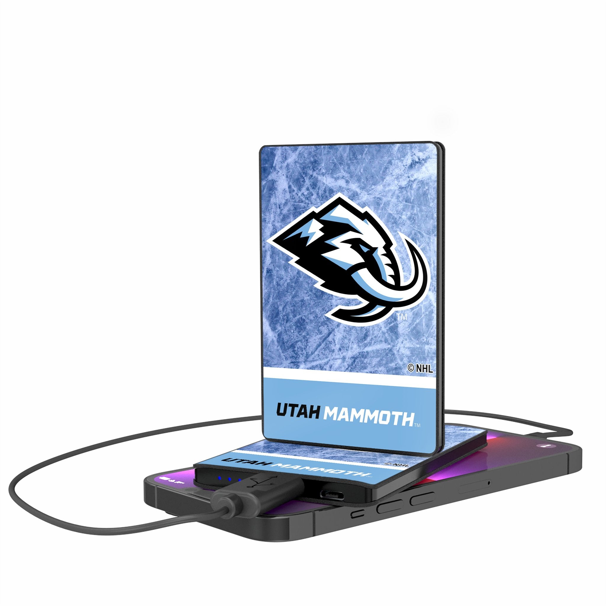 Utah Mammoth Ice Wordmark 2500mAh Credit Card Powerbank - Sports Gifts, Sports Memorabilia, Sports Collectibles, Fan Shop