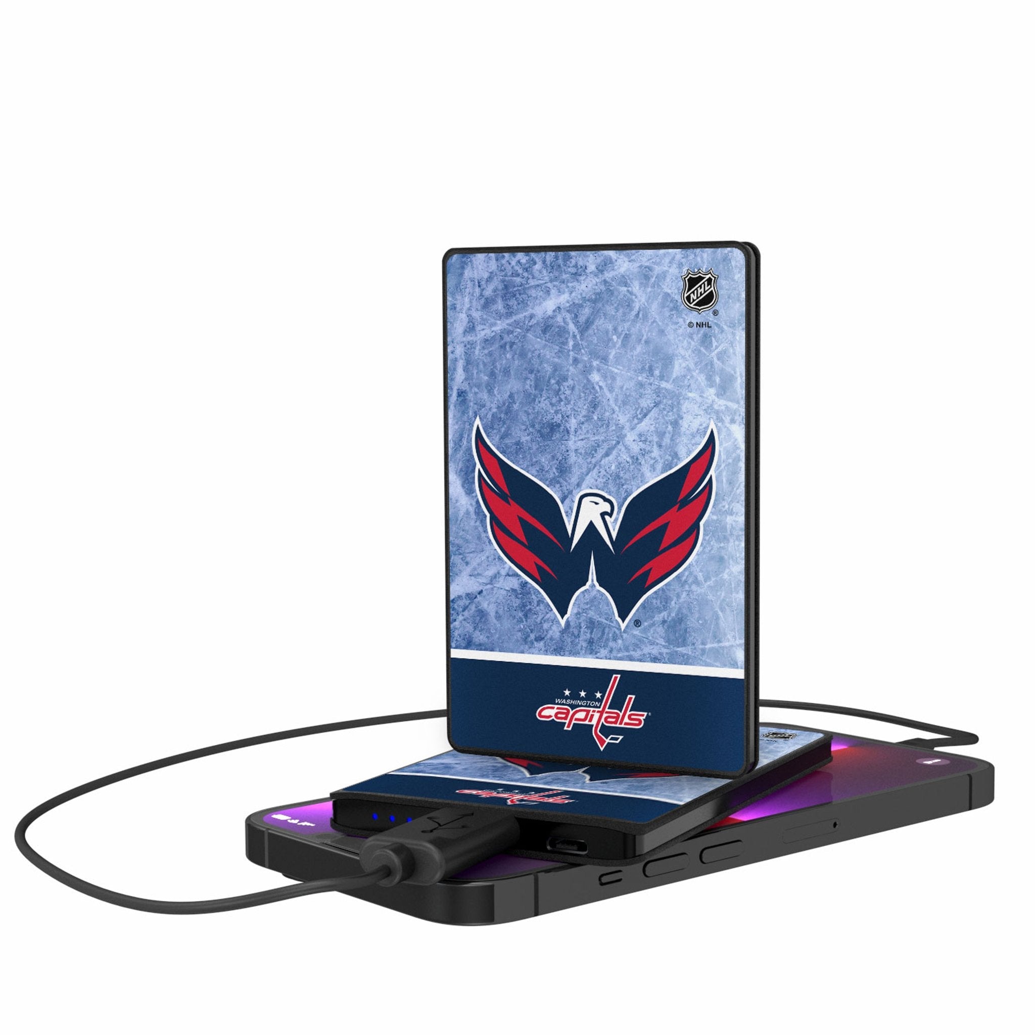 Washington Capitals Ice Wordmark 2500mAh Credit Card Powerbank - Sports Gifts, Sports Memorabilia, Sports Collectibles, Fan Shop