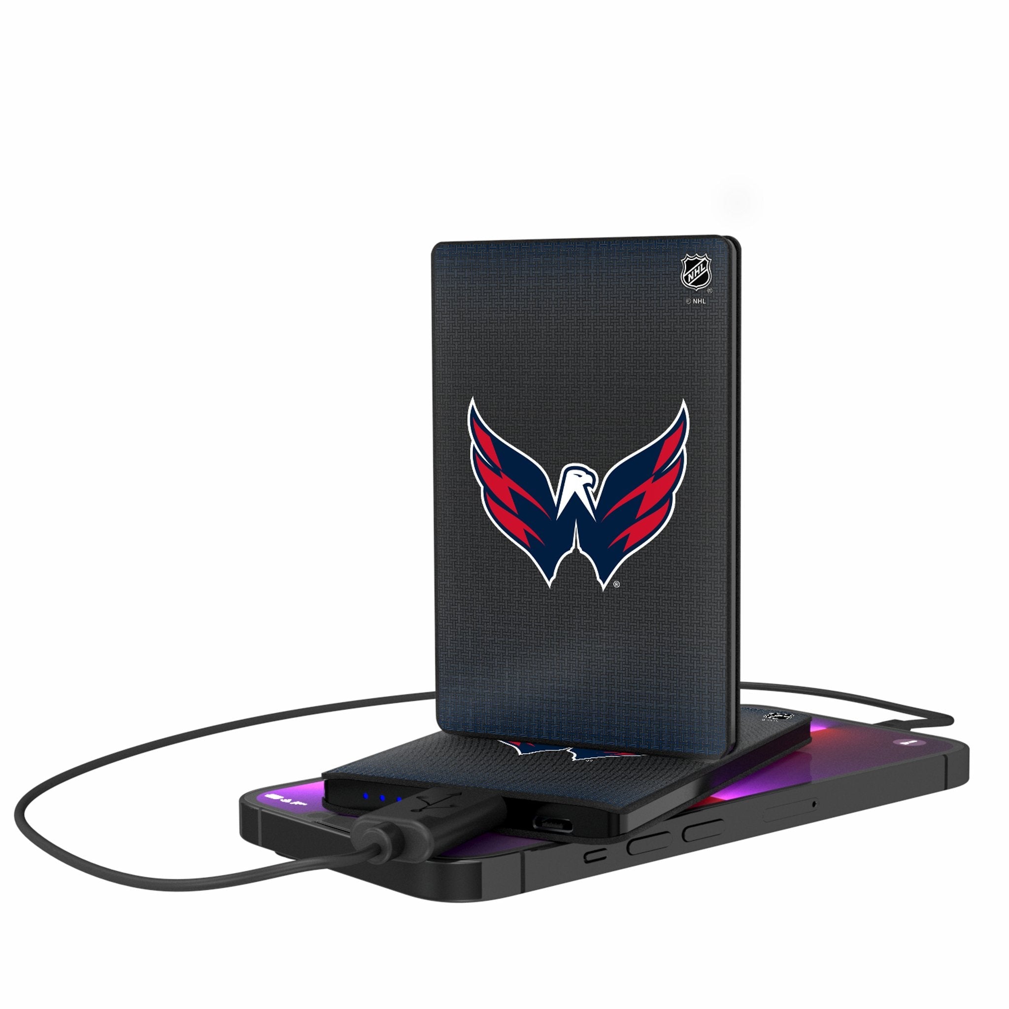 Washington Capitals Linen 2500mAh Credit Card Powerbank - Sports Gifts, Sports Memorabilia, Sports Collectibles, Fan Shop