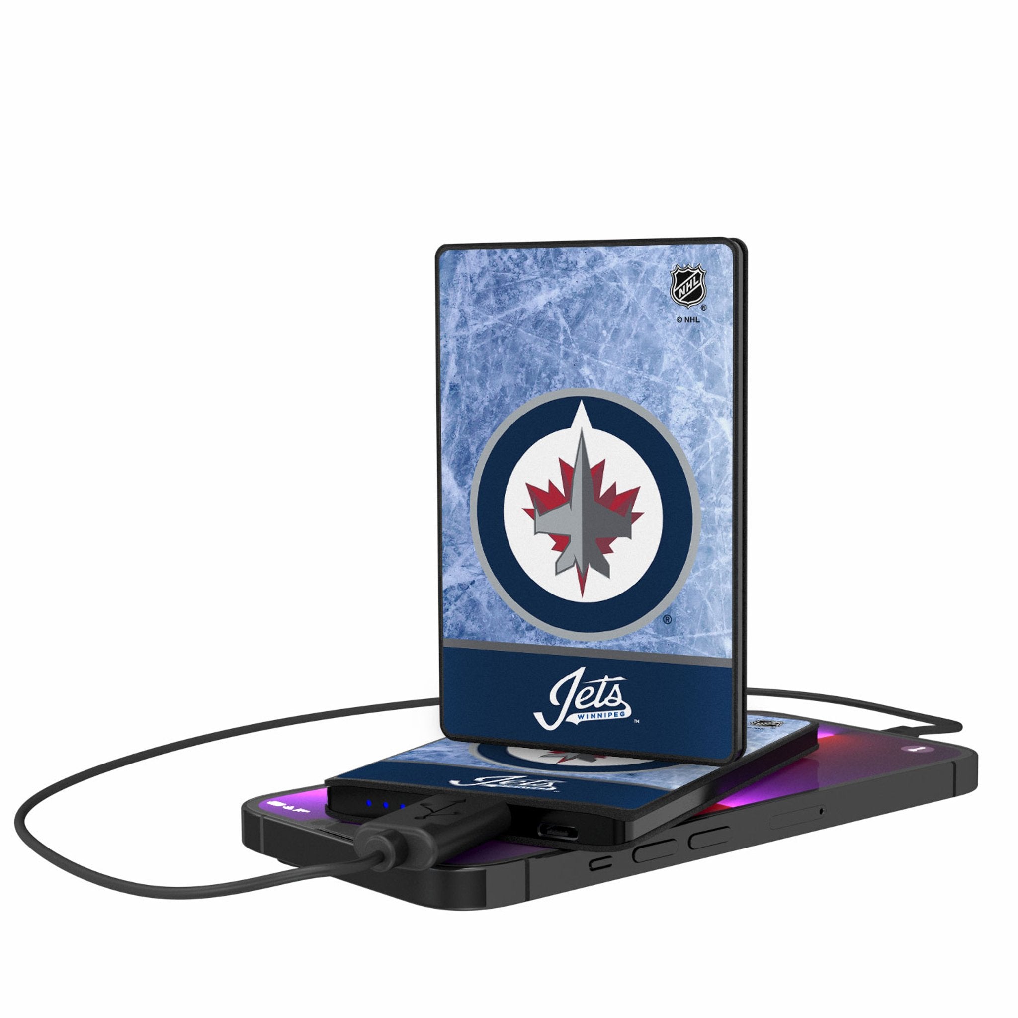 Winnipeg Jets Ice Wordmark 2500mAh Credit Card Powerbank - Sports Gifts, Sports Memorabilia, Sports Collectibles, Fan Shop