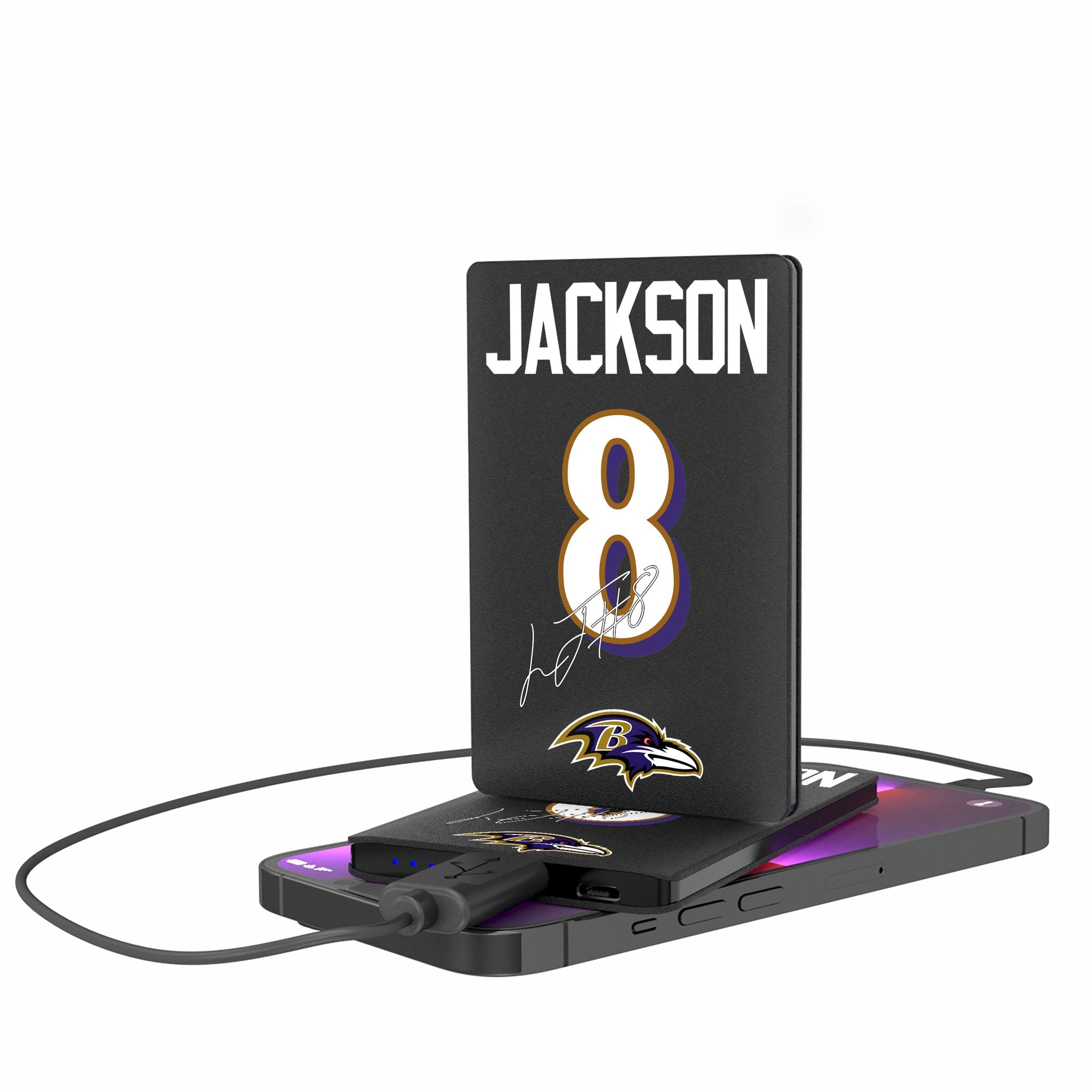 Lamar Jackson Baltimore Ravens 8 Ready 2500mAh Credit Card Powerbank - Sports Gifts, Sports Memorabilia, Sports Collectibles, Fan Shop