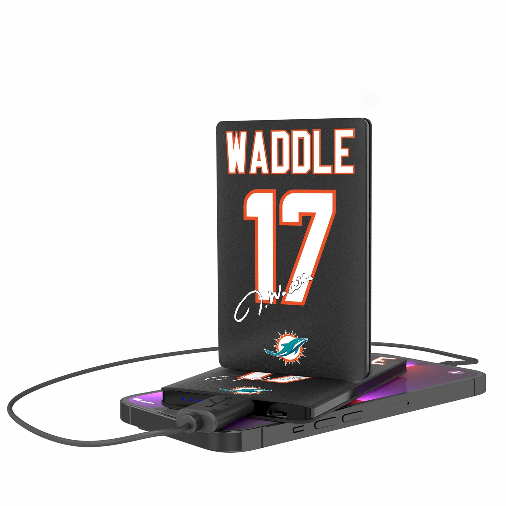 Jaylen Waddle Miami Dolphins 17 Ready 2500mAh Credit Card Powerbank - Sports Gifts, Sports Memorabilia, Sports Collectibles, Fan Shop