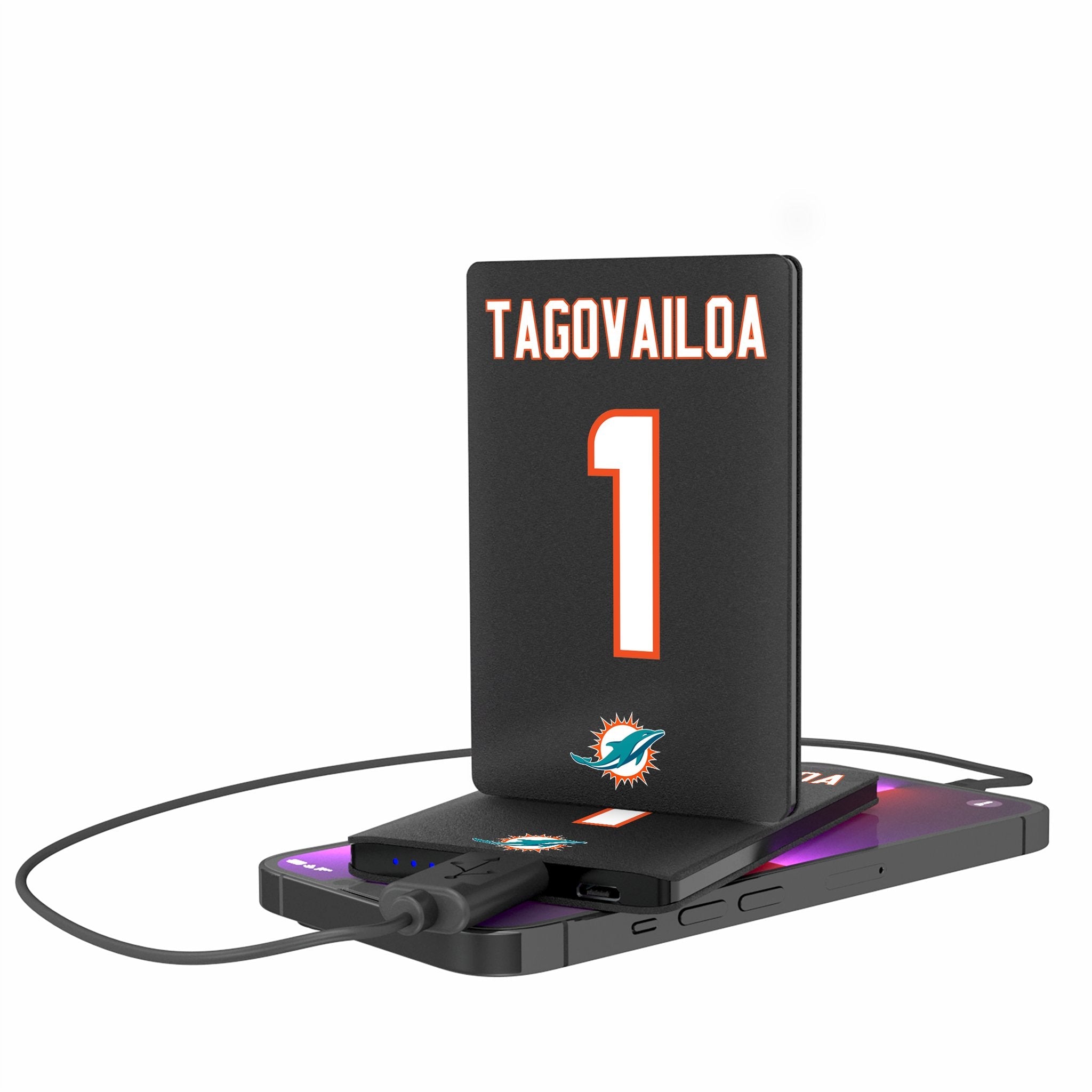 Tua Tagovailoa Miami Dolphins 1 Ready 2500mAh Credit Card Powerbank - Sports Gifts, Sports Memorabilia, Sports Collectibles, Fan Shop