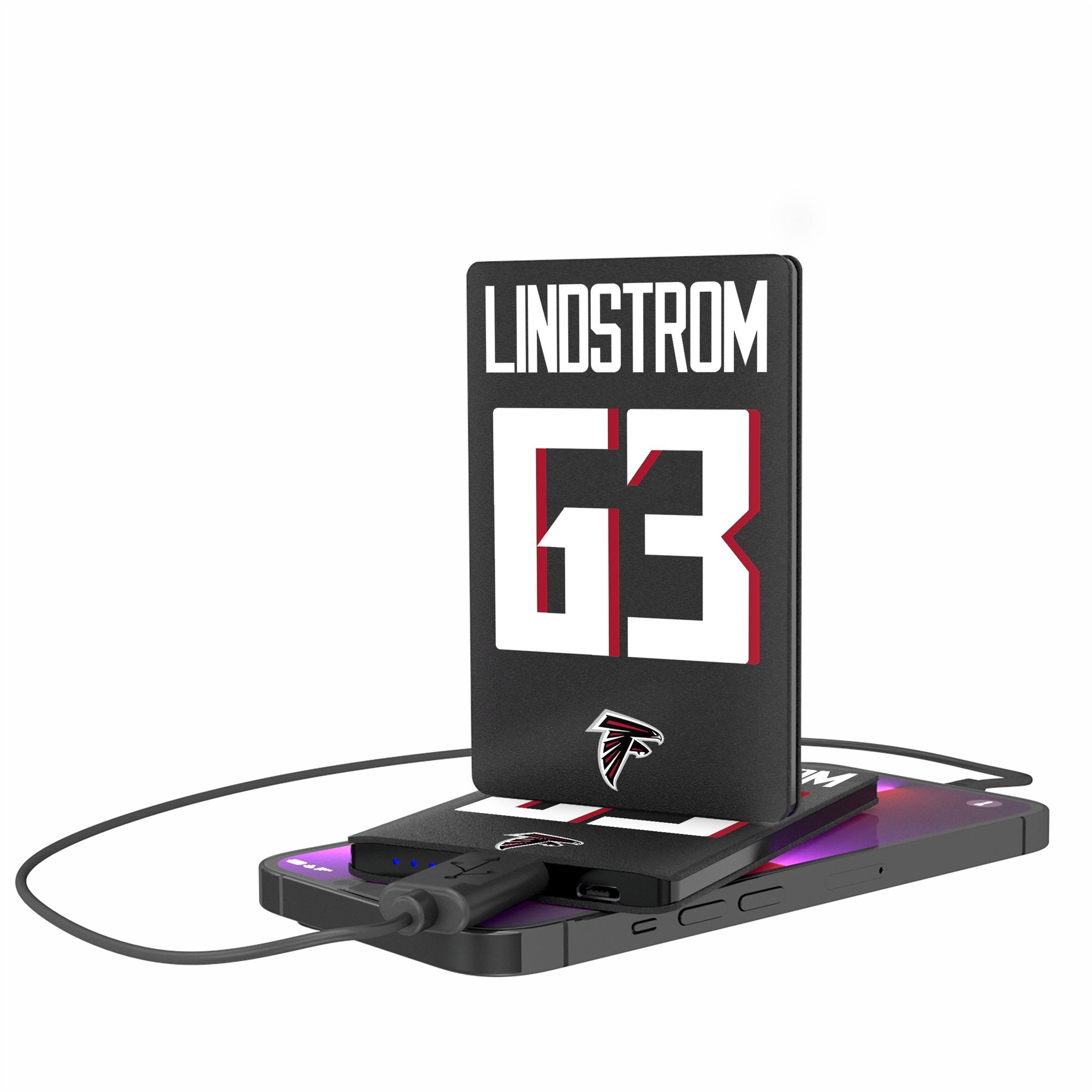 Chris Lindstrom Atlanta Falcons 63 Ready 2500mAh Credit Card Powerbank - Sports Gifts, Sports Memorabilia, Sports Collectibles, Fan Shop