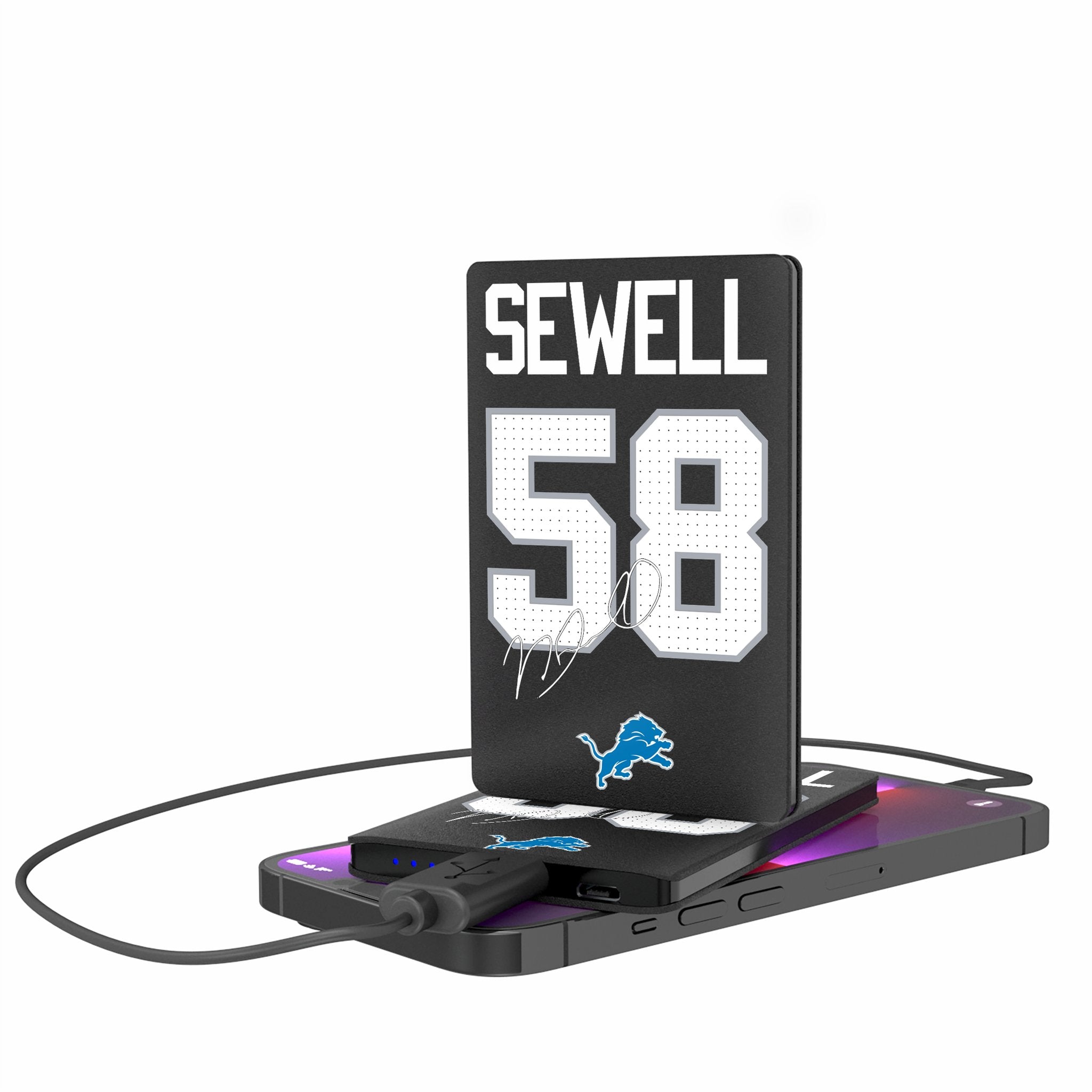 Penei Sewell Detroit Lions 58 Ready 2500mAh Credit Card Powerbank - Sports Gifts, Sports Memorabilia, Sports Collectibles, Fan Shop