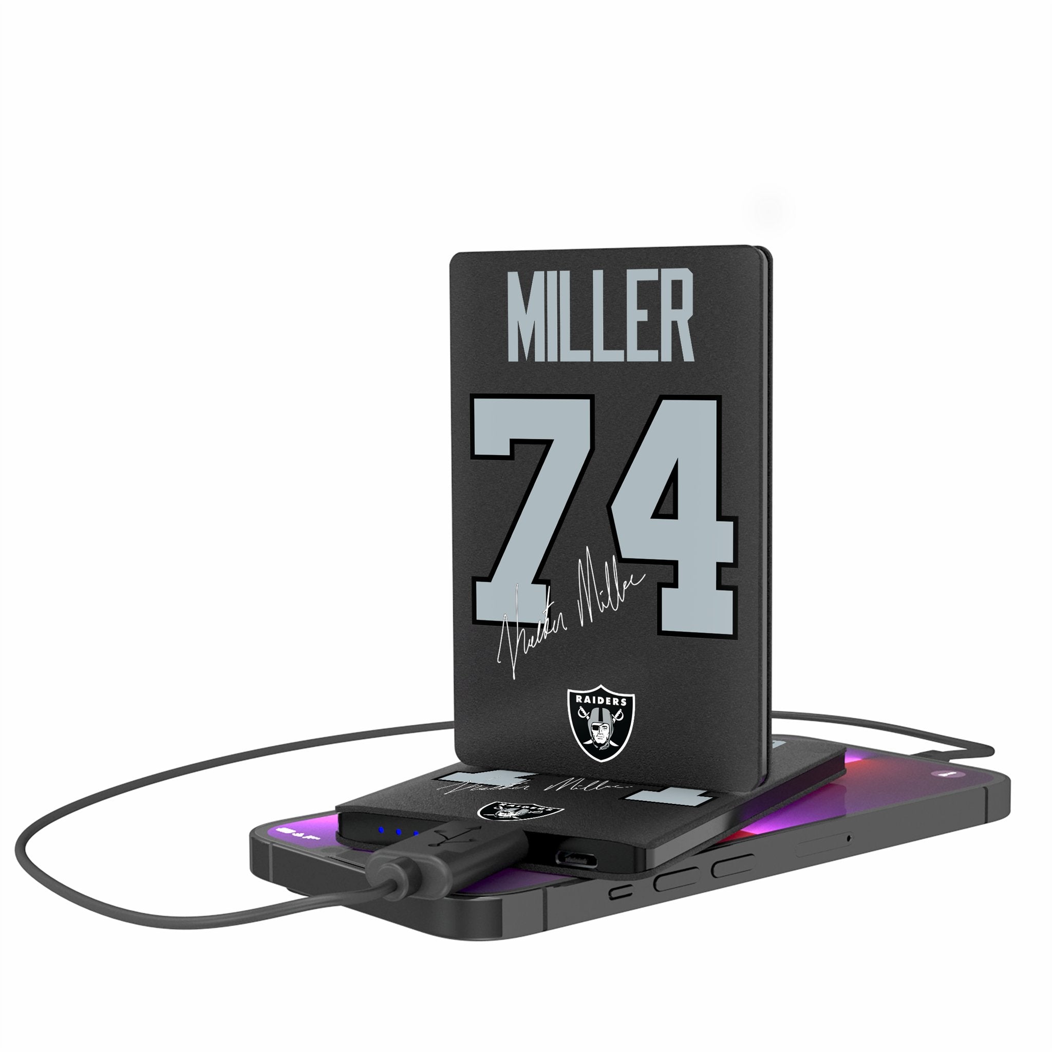 Kolton Miller Las Vegas Raiders 74 Ready 2500mAh Credit Card Powerbank - Sports Gifts, Sports Memorabilia, Sports Collectibles, Fan Shop