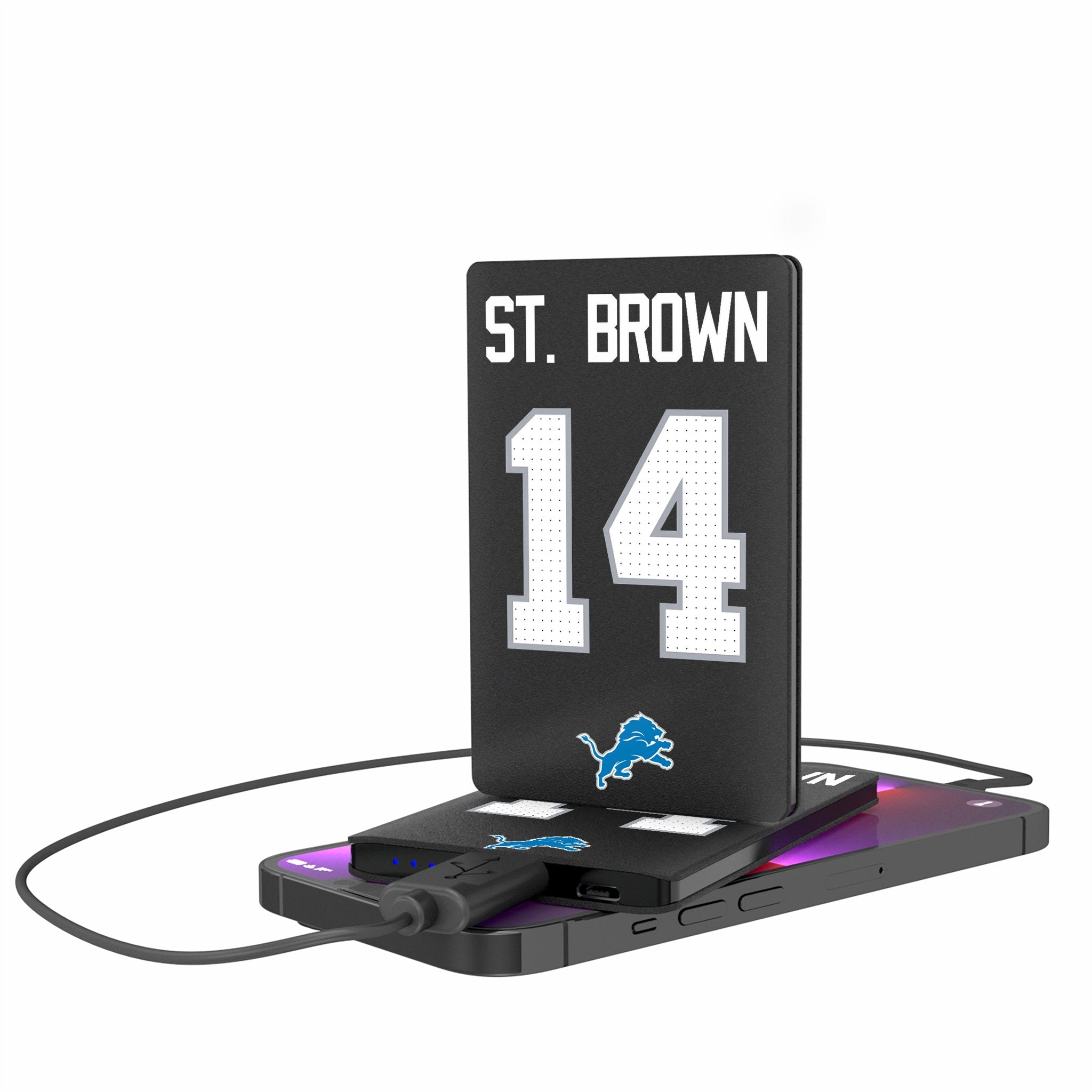 Amon-Ra St. Brown Detroit Lions 14 Ready 2500mAh Credit Card Powerbank - Sports Gifts, Sports Memorabilia, Sports Collectibles, Fan Shop