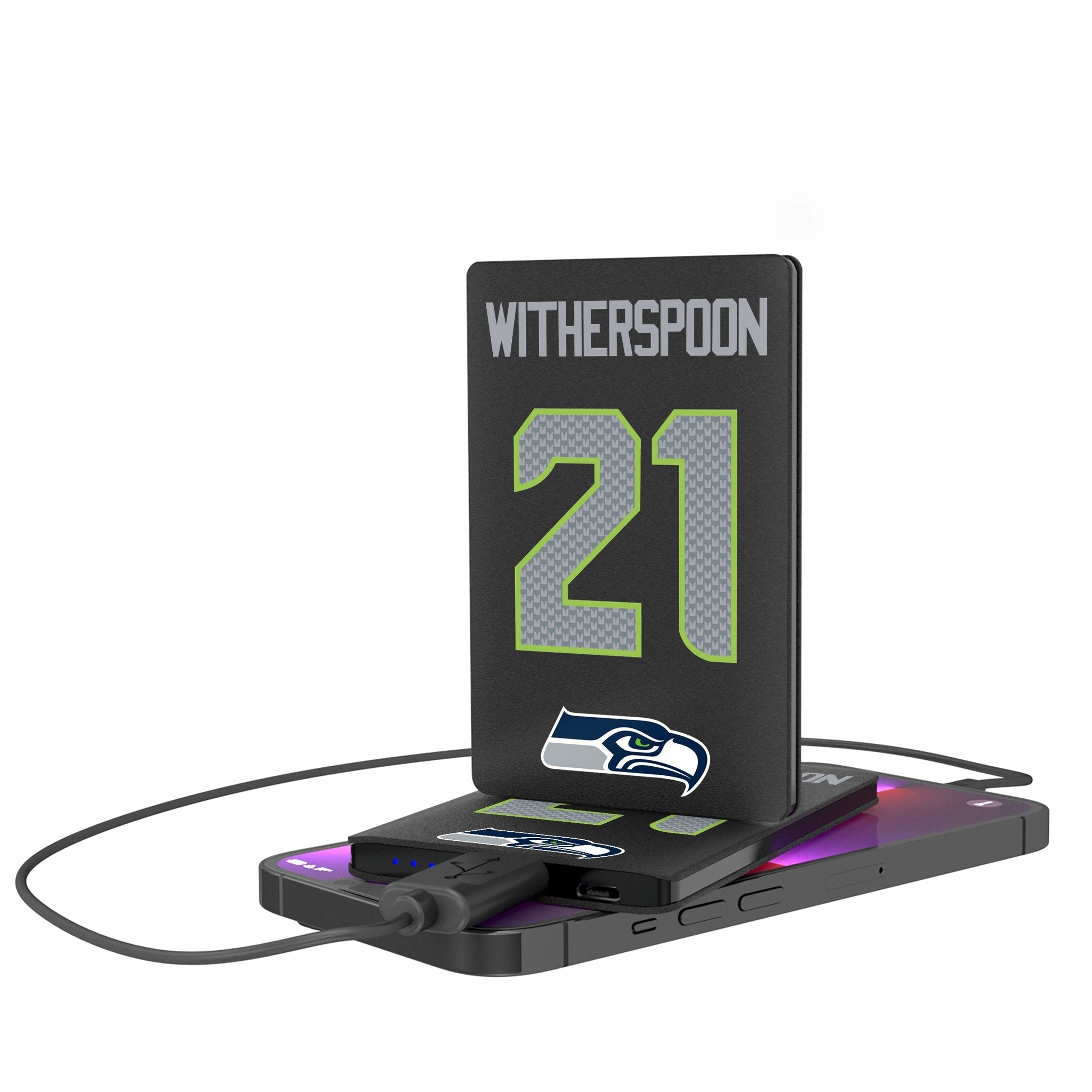 Devon Witherspoon Seattle Seahawks 21 Ready 2500mAh Credit Card Powerbank - Sports Gifts, Sports Memorabilia, Sports Collectibles, Fan Shop