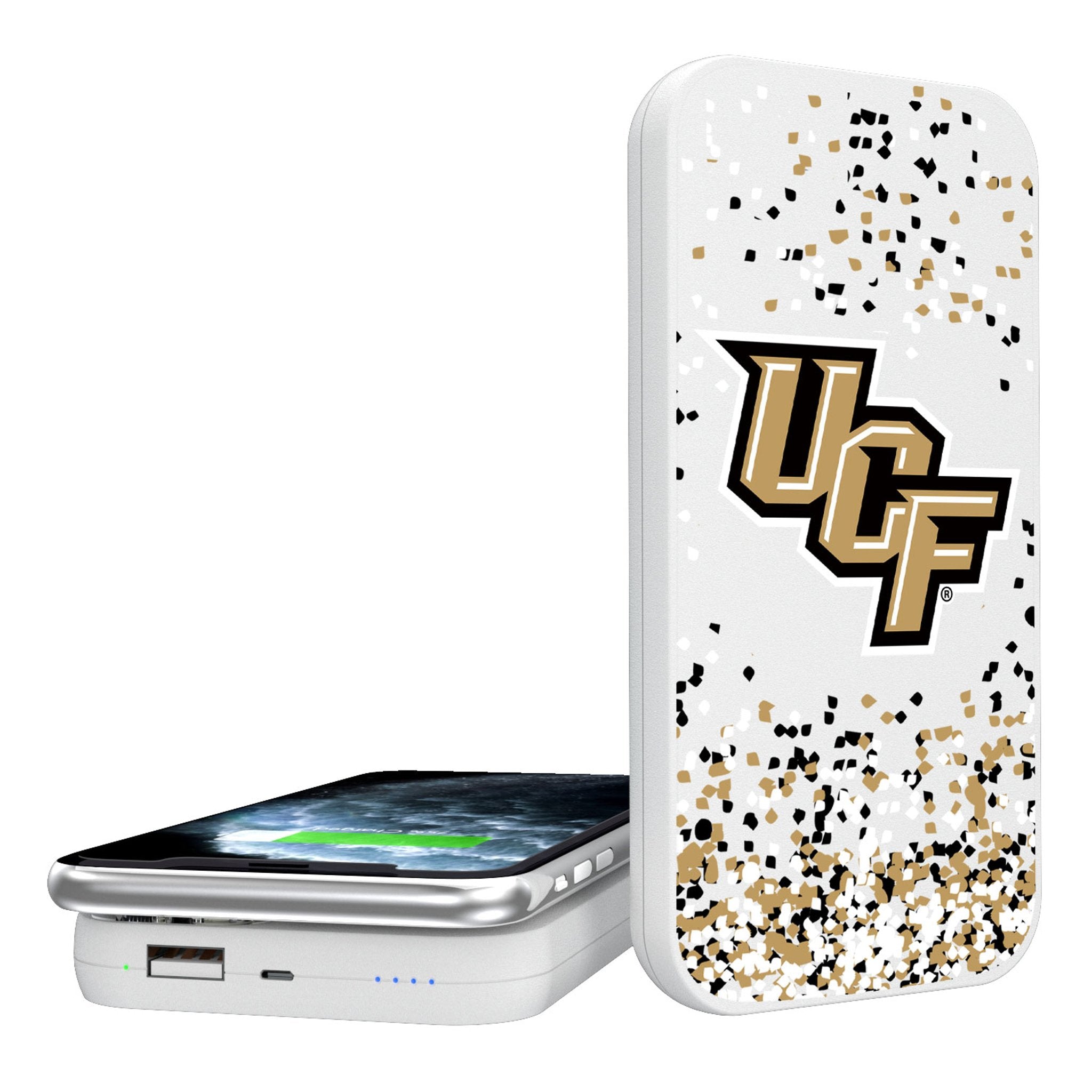 University of Central Florida Golden Knights Confetti 5000mAh Portable Wireless Charger - Sports Gifts, Sports Memorabilia, Sports Collectibles, Fan Shop