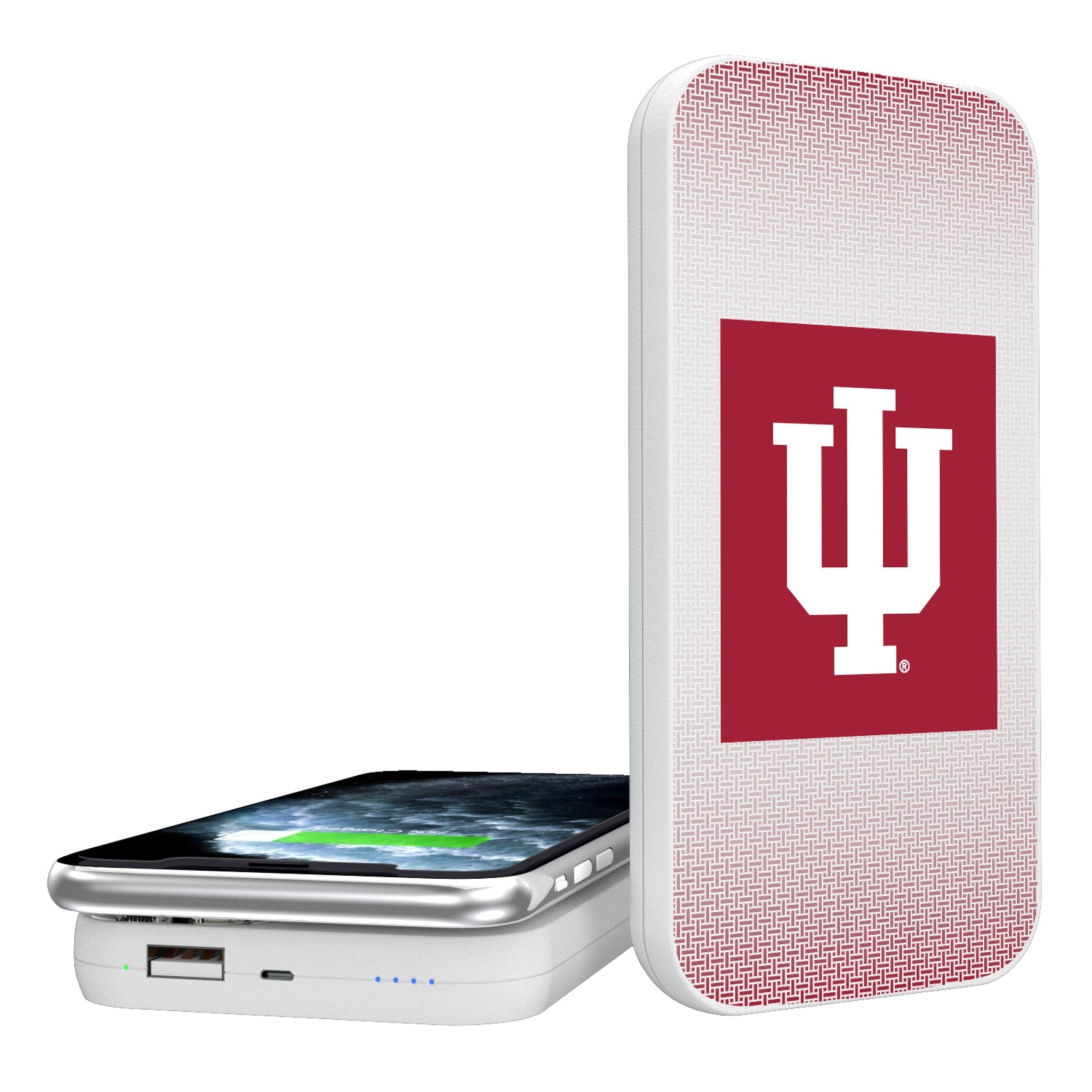 Indiana University Hoosiers Linen 5000mAh Portable Wireless Charger - Sports Gifts, Sports Memorabilia, Sports Collectibles, Fan Shop