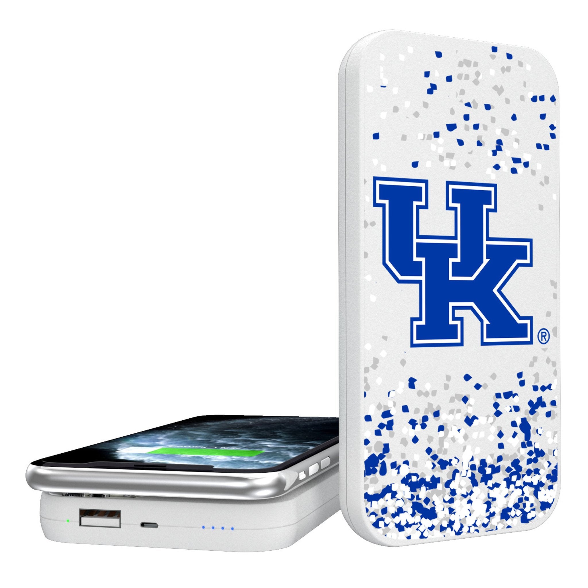 University of Kentucky Wildcats Confetti 5000mAh Portable Wireless Charger - Sports Gifts, Sports Memorabilia, Sports Collectibles, Fan Shop