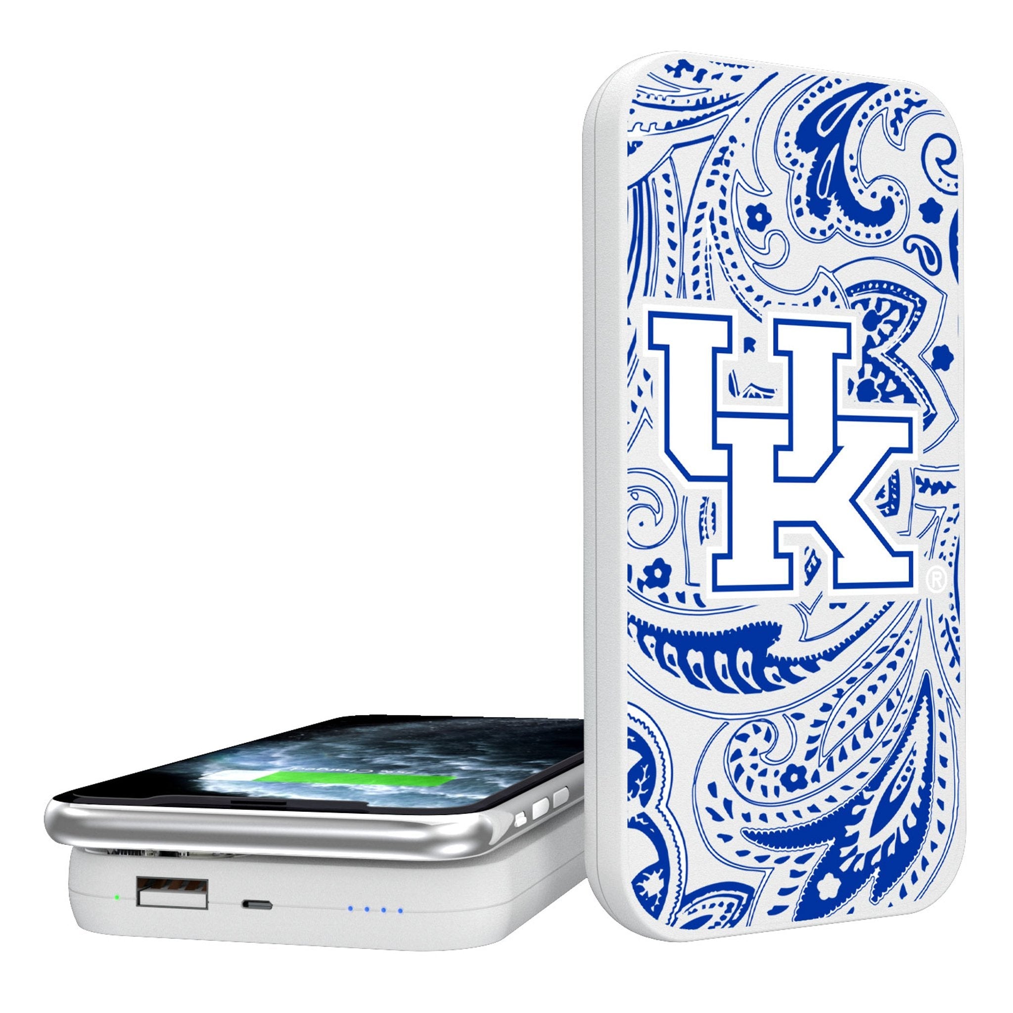 University of Kentucky Wildcats Paisley 5000mAh Portable Wireless Charger - Sports Gifts, Sports Memorabilia, Sports Collectibles, Fan Shop