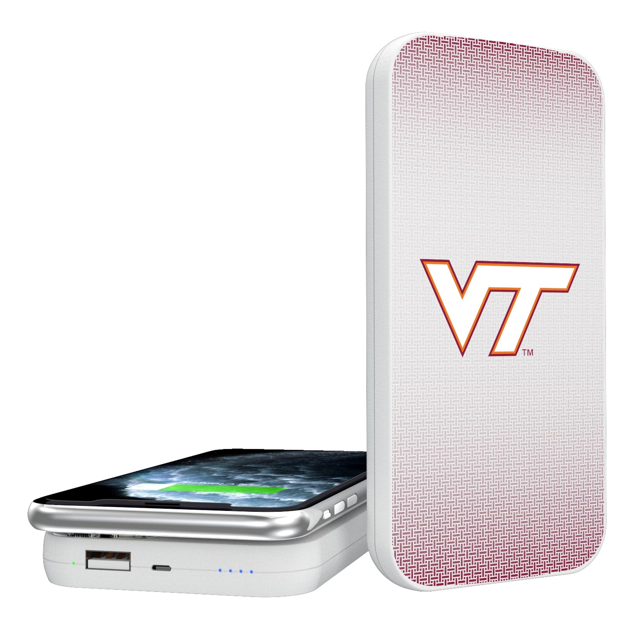 Virginia Tech Hokies Linen 5000mAh Portable Wireless Charger - Sports Gifts, Sports Memorabilia, Sports Collectibles, Fan Shop