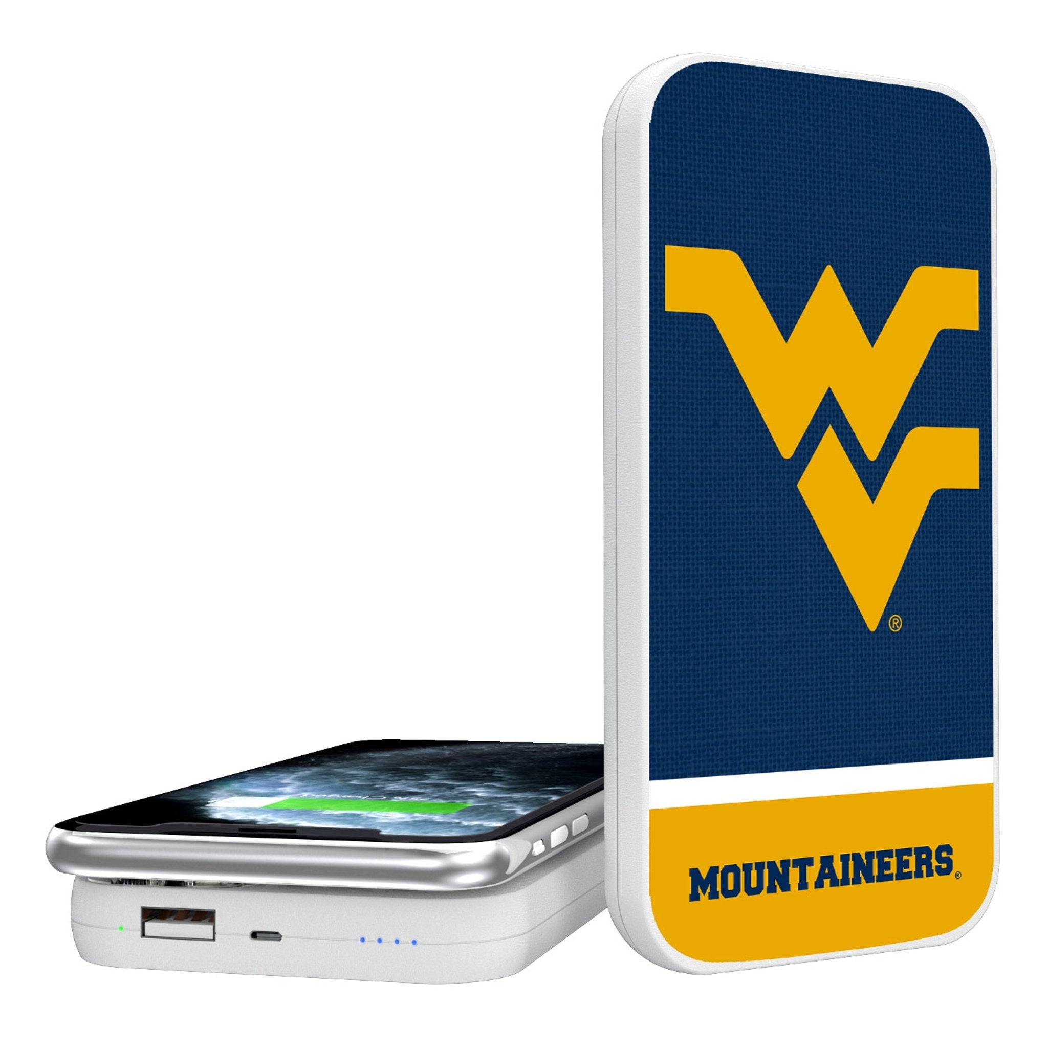 West Virginia University Mountaineers Endzone Solid 5000mAh Portable Wireless Charger - Sports Gifts, Sports Memorabilia, Sports Collectibles, Fan Shop