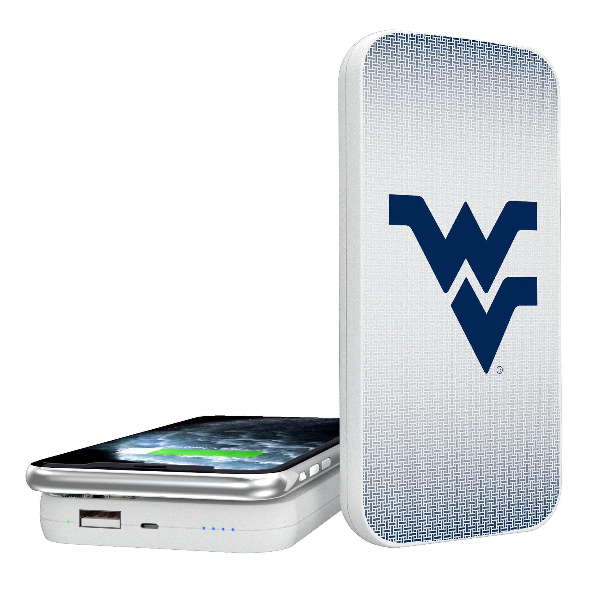 West Virginia University Mountaineers Linen 5000mAh Portable Wireless Charger - Sports Gifts, Sports Memorabilia, Sports Collectibles, Fan Shop