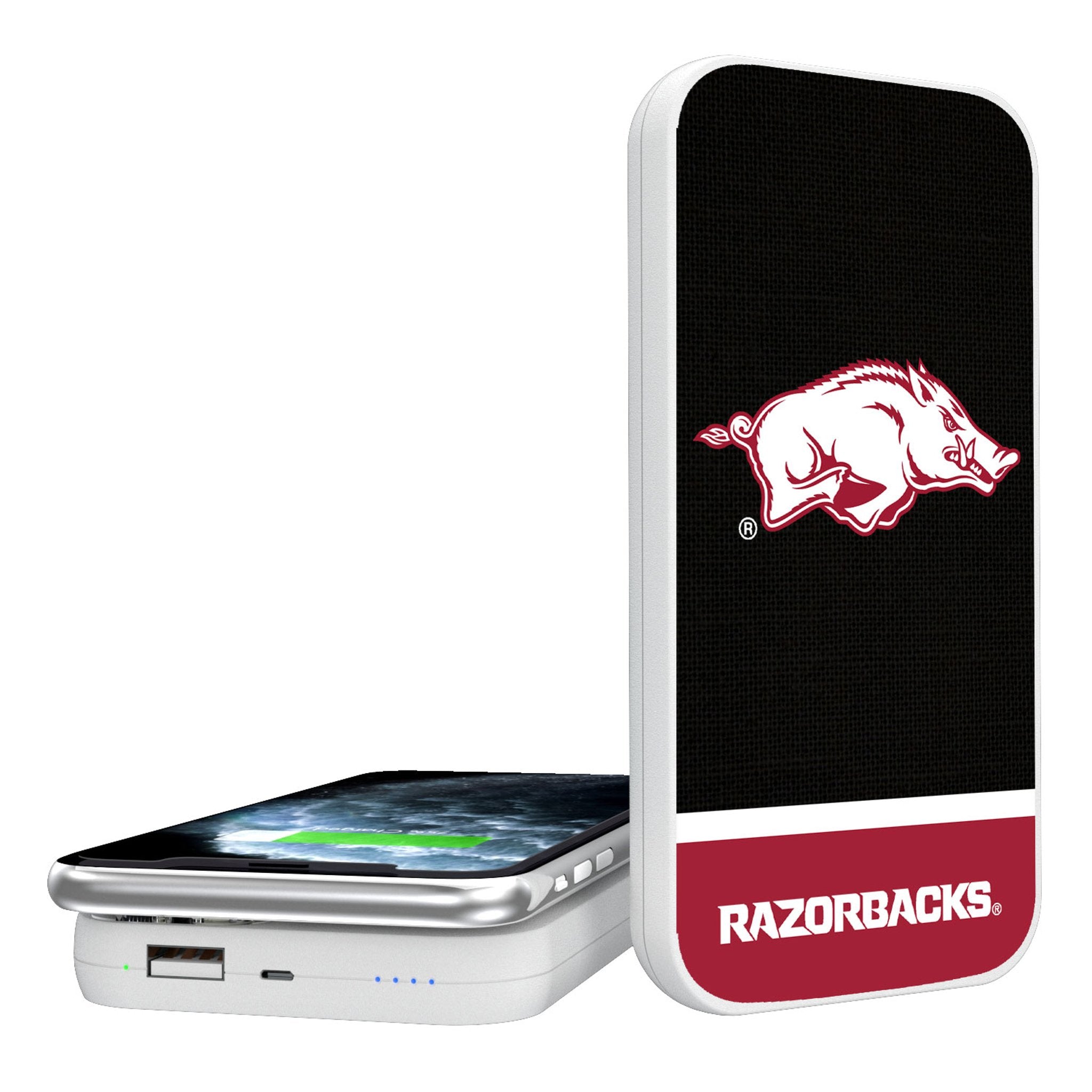 University of Arkansas Fayetteville Razorbacks Endzone Solid 5000mAh Portable Wireless Charger - Sports Gifts, Sports Memorabilia, Sports Collectibles, Fan Shop