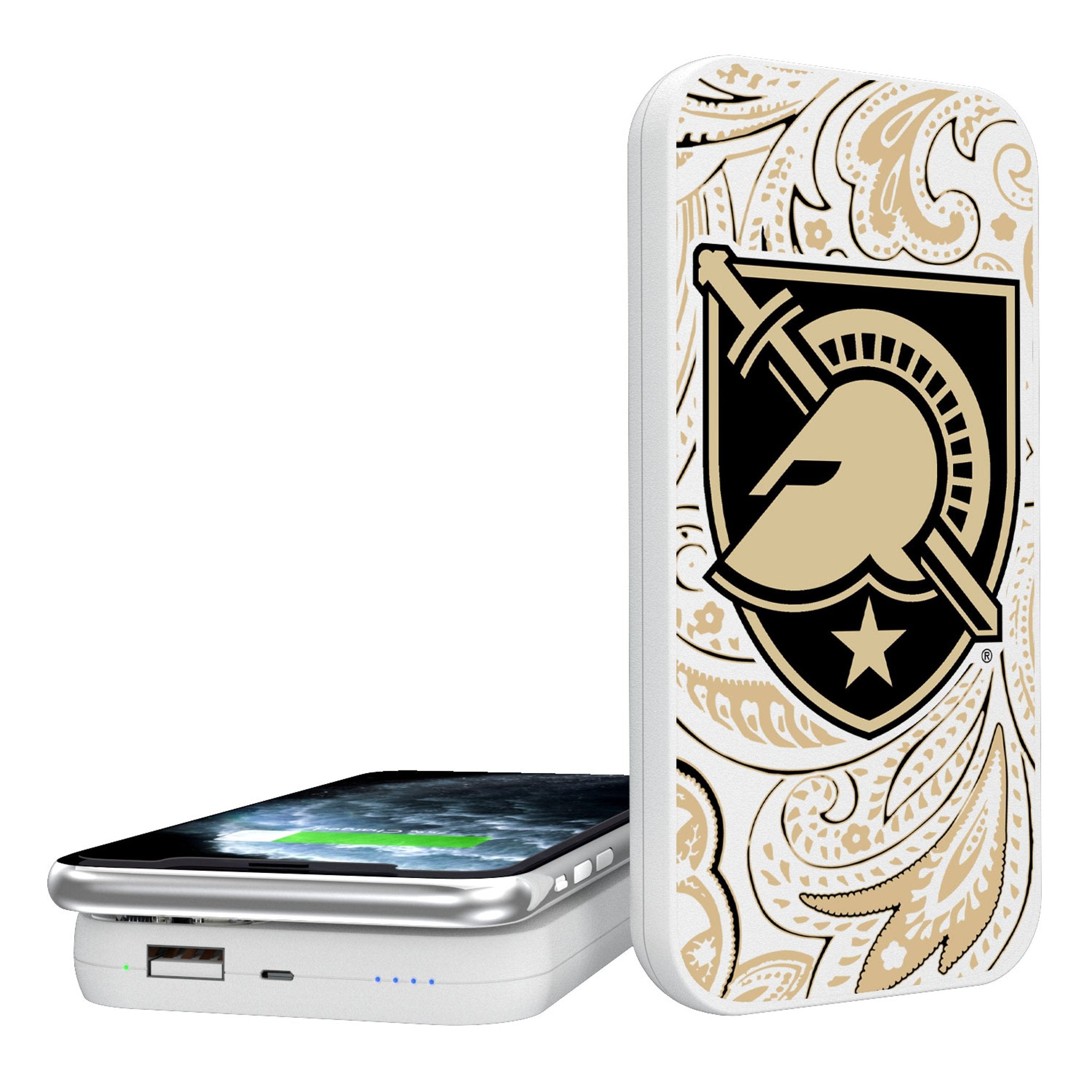 United States Military Academy Black Knights Paisley 5000mAh Portable Wireless Charger - Sports Gifts, Sports Memorabilia, Sports Collectibles, Fan Shop