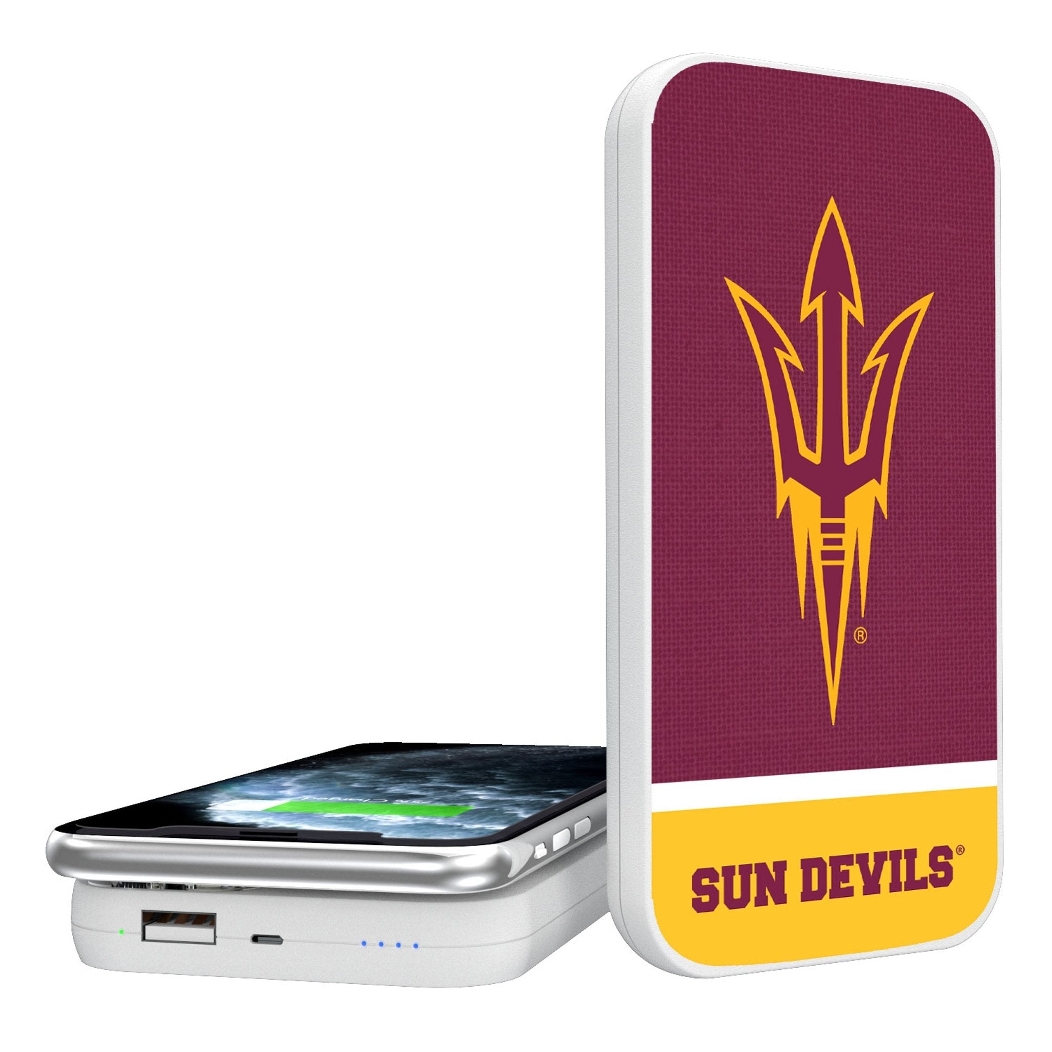 Arizona State University Sun Devils Endzone Solid 5000mAh Portable Wireless Charger - Sports Gifts, Sports Memorabilia, Sports Collectibles, Fan Shop