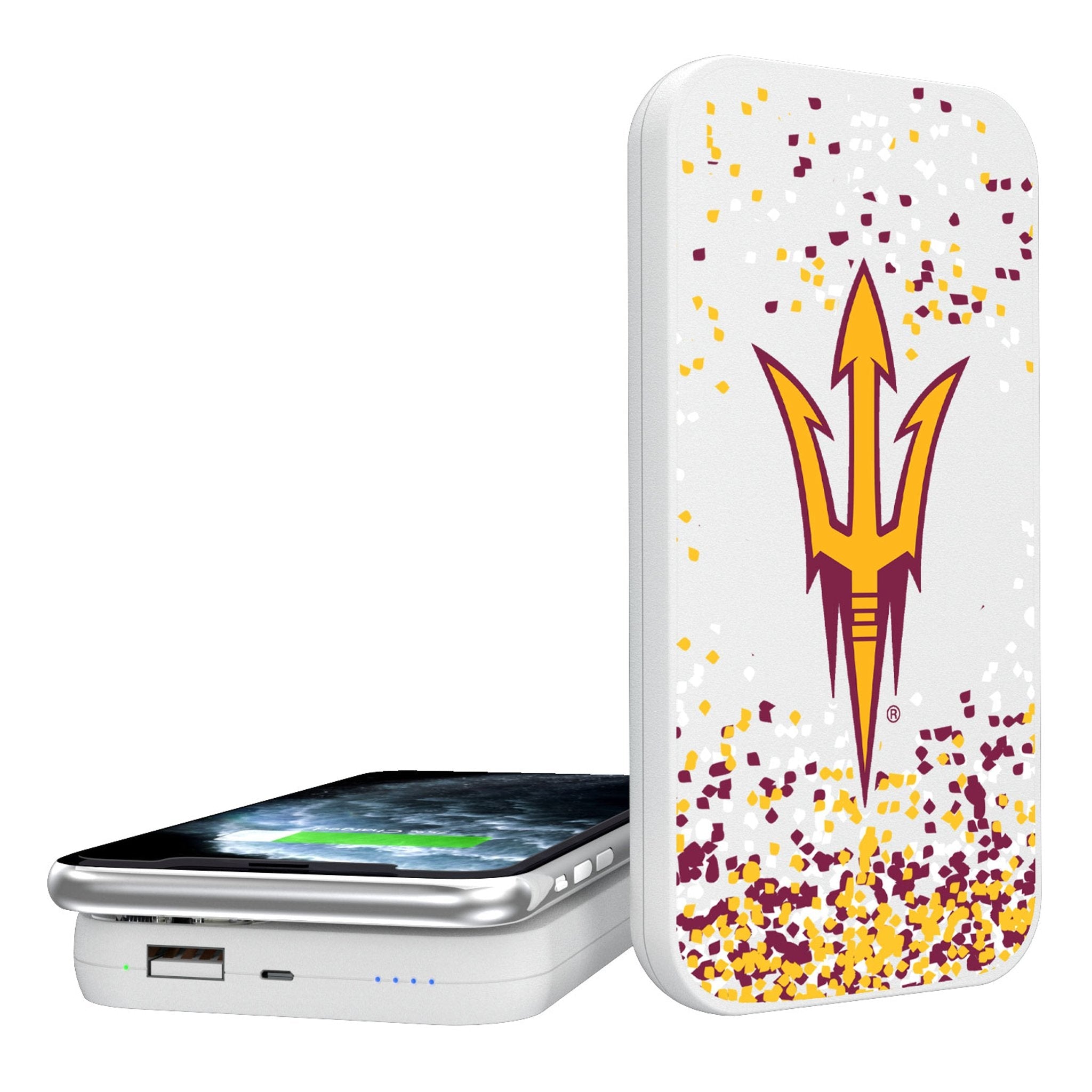Arizona State University Sun Devils Confetti 5000mAh Portable Wireless Charger - Sports Gifts, Sports Memorabilia, Sports Collectibles, Fan Shop
