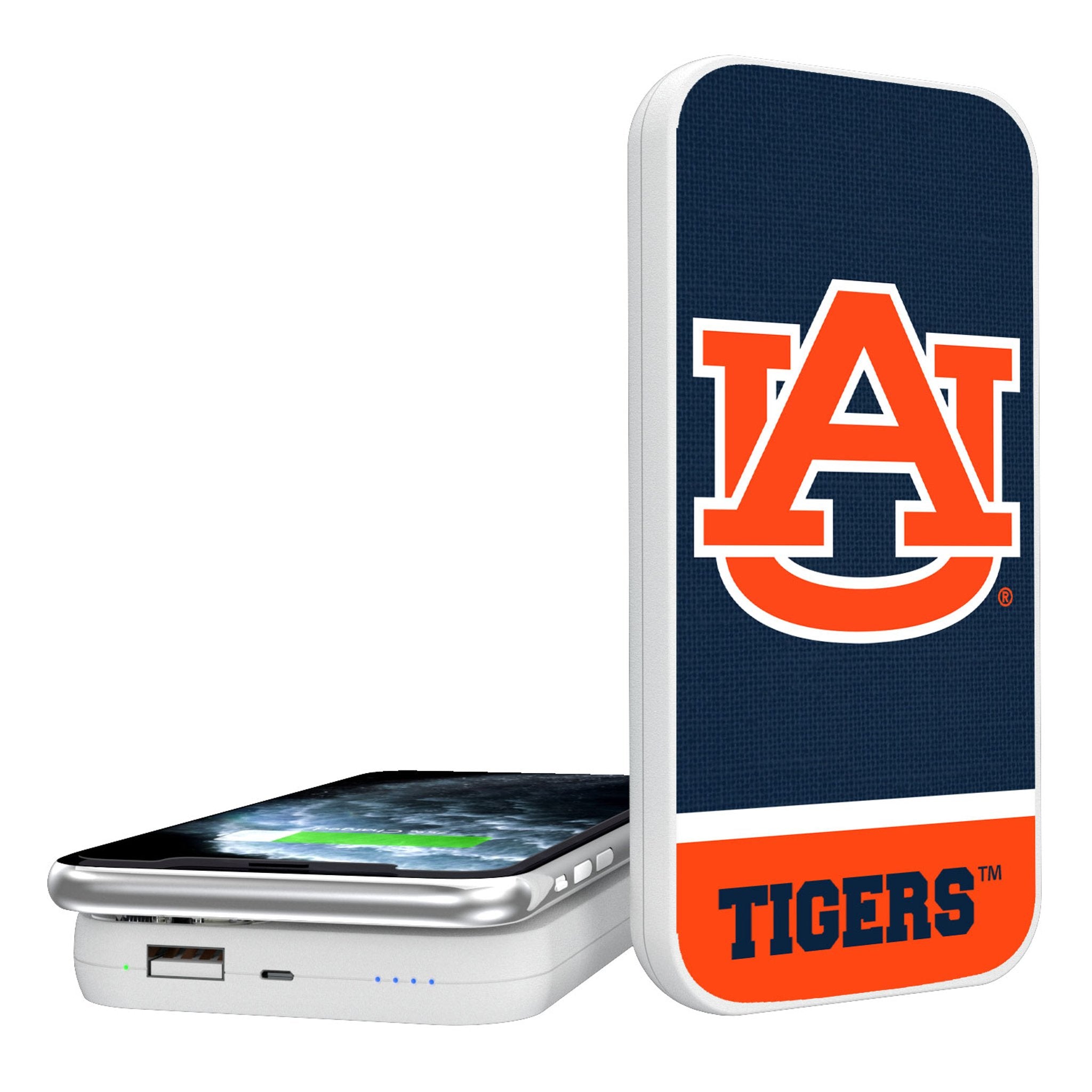 University of Auburn Tigers Endzone Solid 5000mAh Portable Wireless Charger - Sports Gifts, Sports Memorabilia, Sports Collectibles, Fan Shop