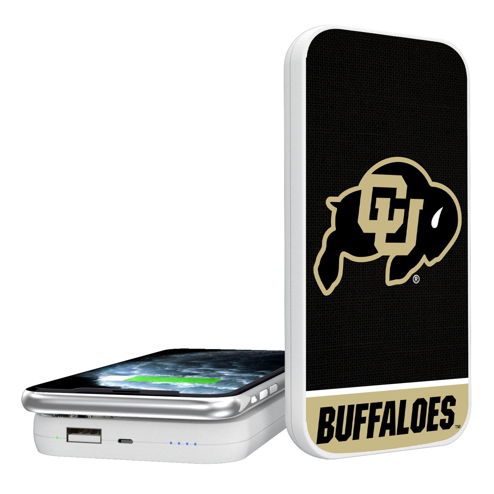 University of Colorado Buffaloes Endzone Solid 5000mAh Portable Wireless Charger - Sports Gifts, Sports Memorabilia, Sports Collectibles, Fan Shop