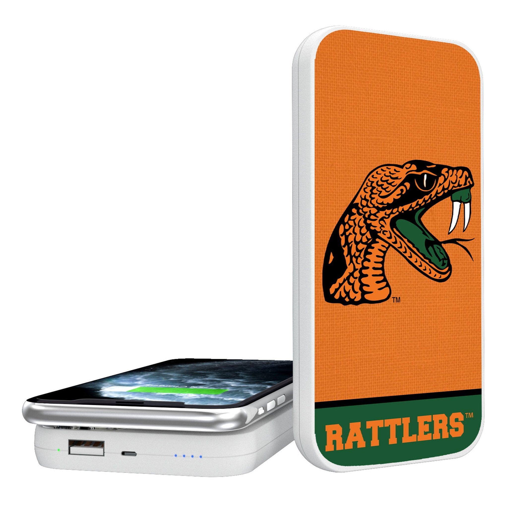 Florida A&M University Rattlers Endzone Solid 5000mAh Portable Wireless Charger - Sports Gifts, Sports Memorabilia, Sports Collectibles, Fan Shop