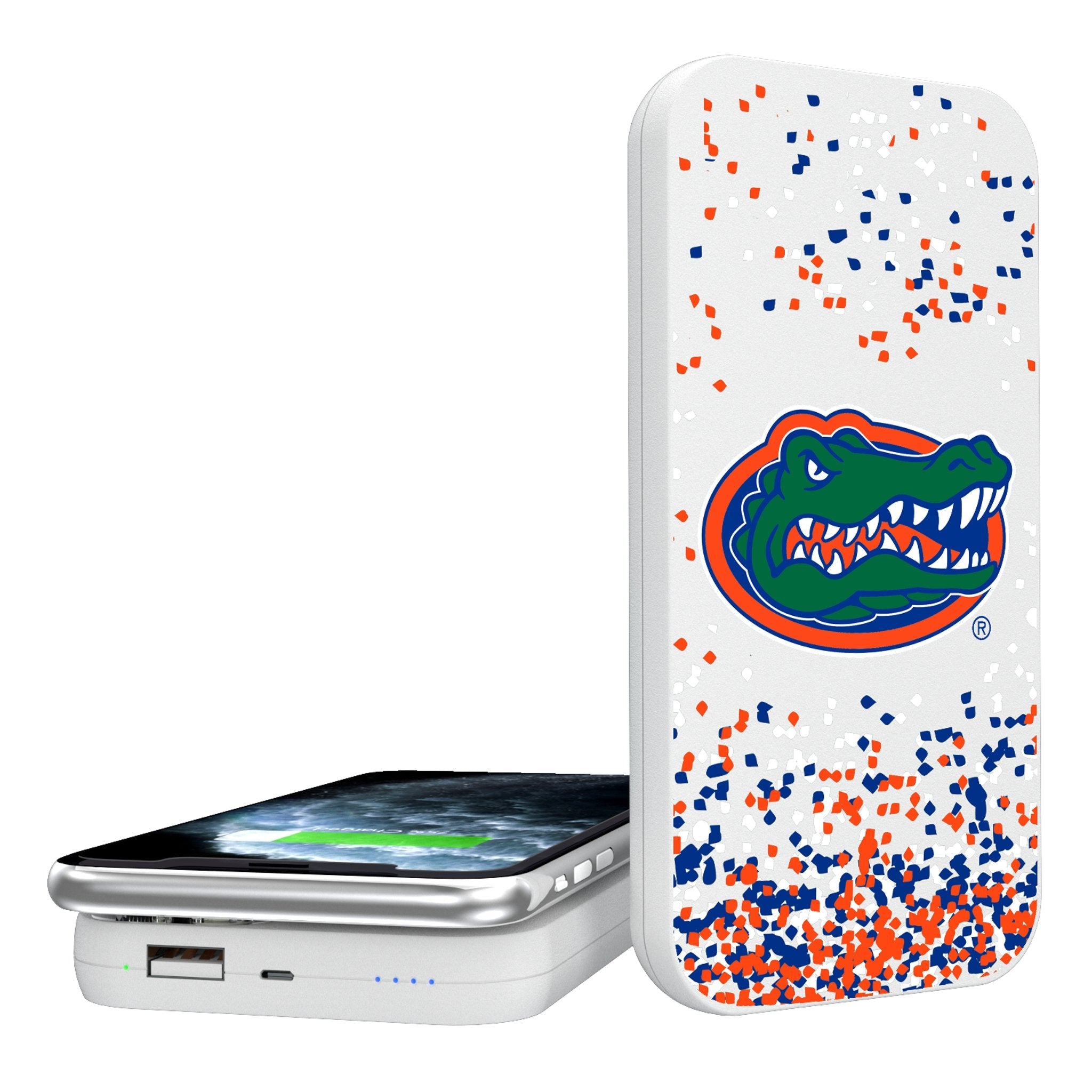 University of Florida Gators Confetti 5000mAh Portable Wireless Charger - Sports Gifts, Sports Memorabilia, Sports Collectibles, Fan Shop