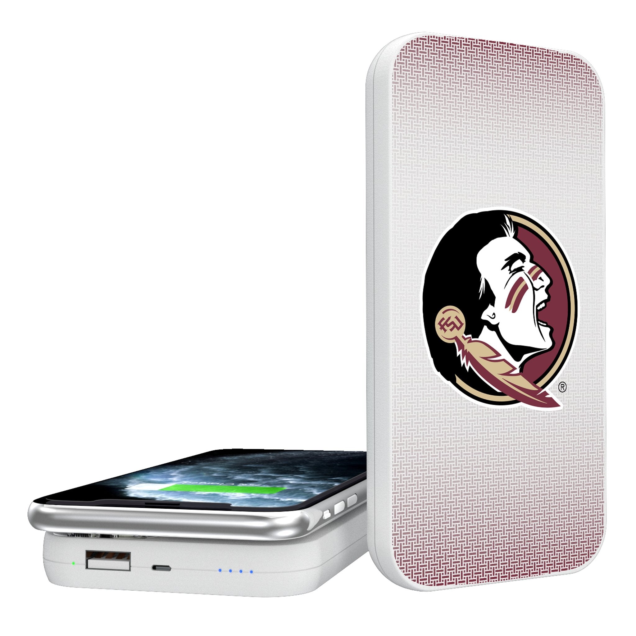 Florida State University Seminoles Linen 5000mAh Portable Wireless Charger - Sports Gifts, Sports Memorabilia, Sports Collectibles, Fan Shop