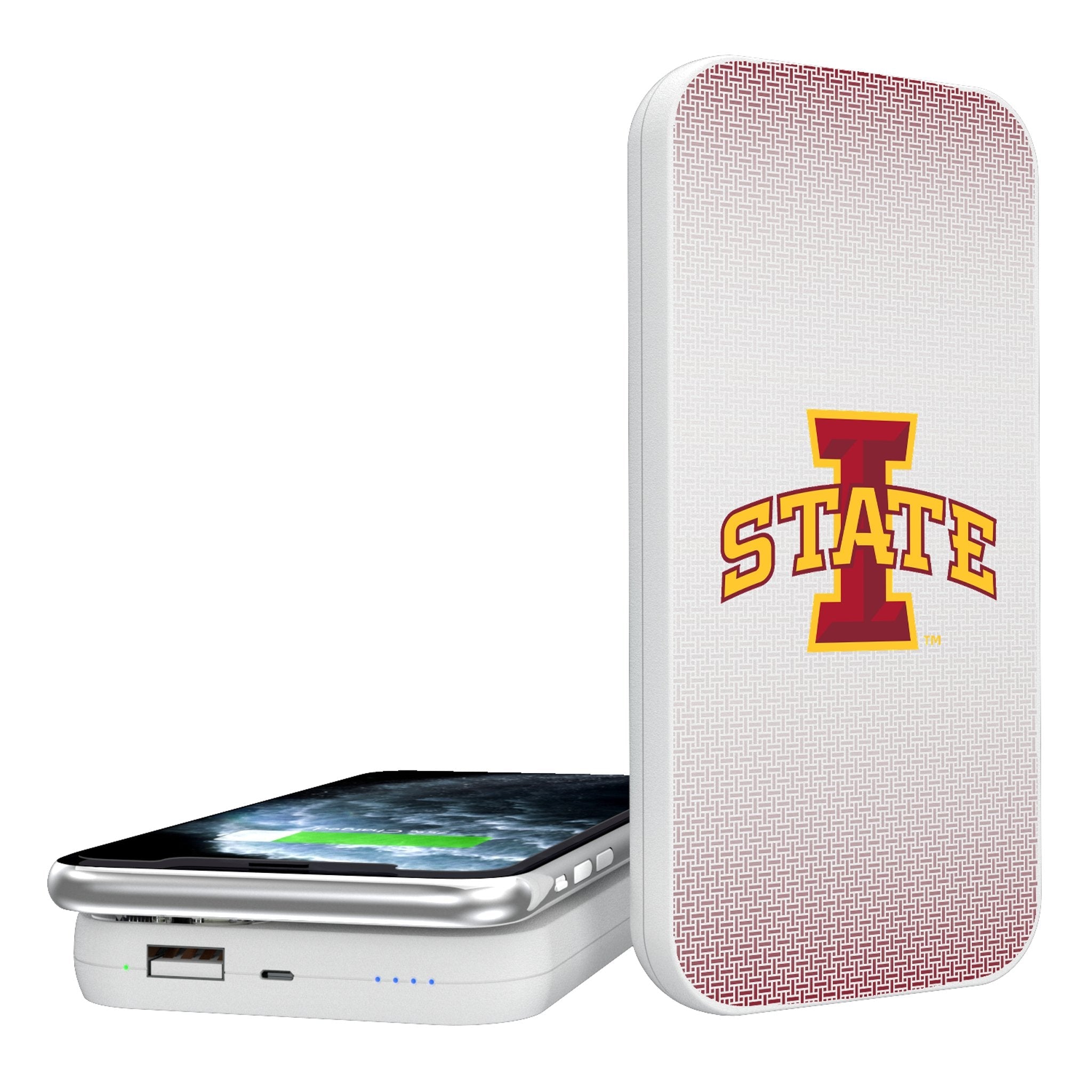 Iowa State University Cyclones Linen 5000mAh Portable Wireless Charger - Sports Gifts, Sports Memorabilia, Sports Collectibles, Fan Shop